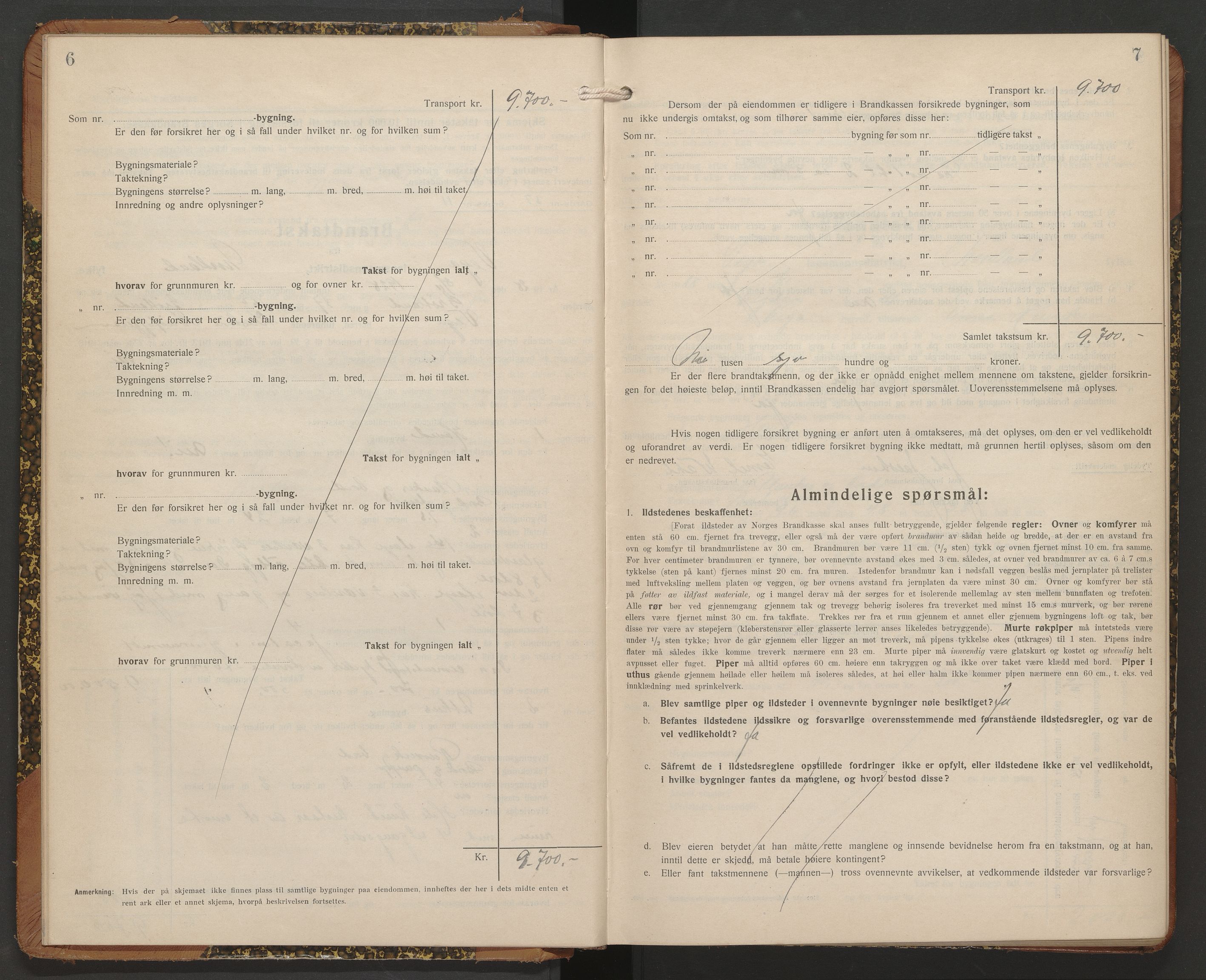 Vega lensmannskontor, AV/SAT-A-5715/1/12/12b/L0006: Branntakstprotokoll-skjema, 1928-1933