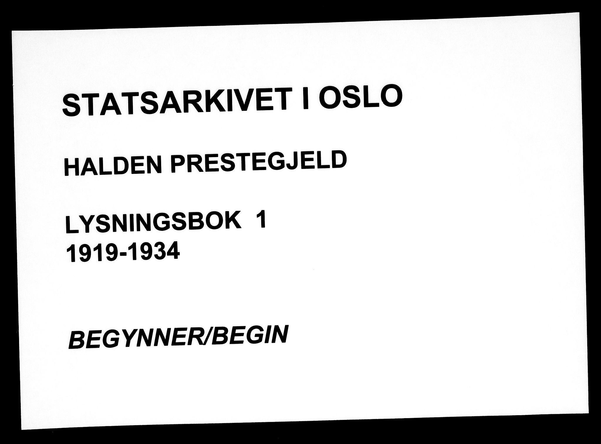 Halden prestekontor Kirkebøker, SAO/A-10909/H/Ha/L0001: Banns register no. I 1, 1919-1934