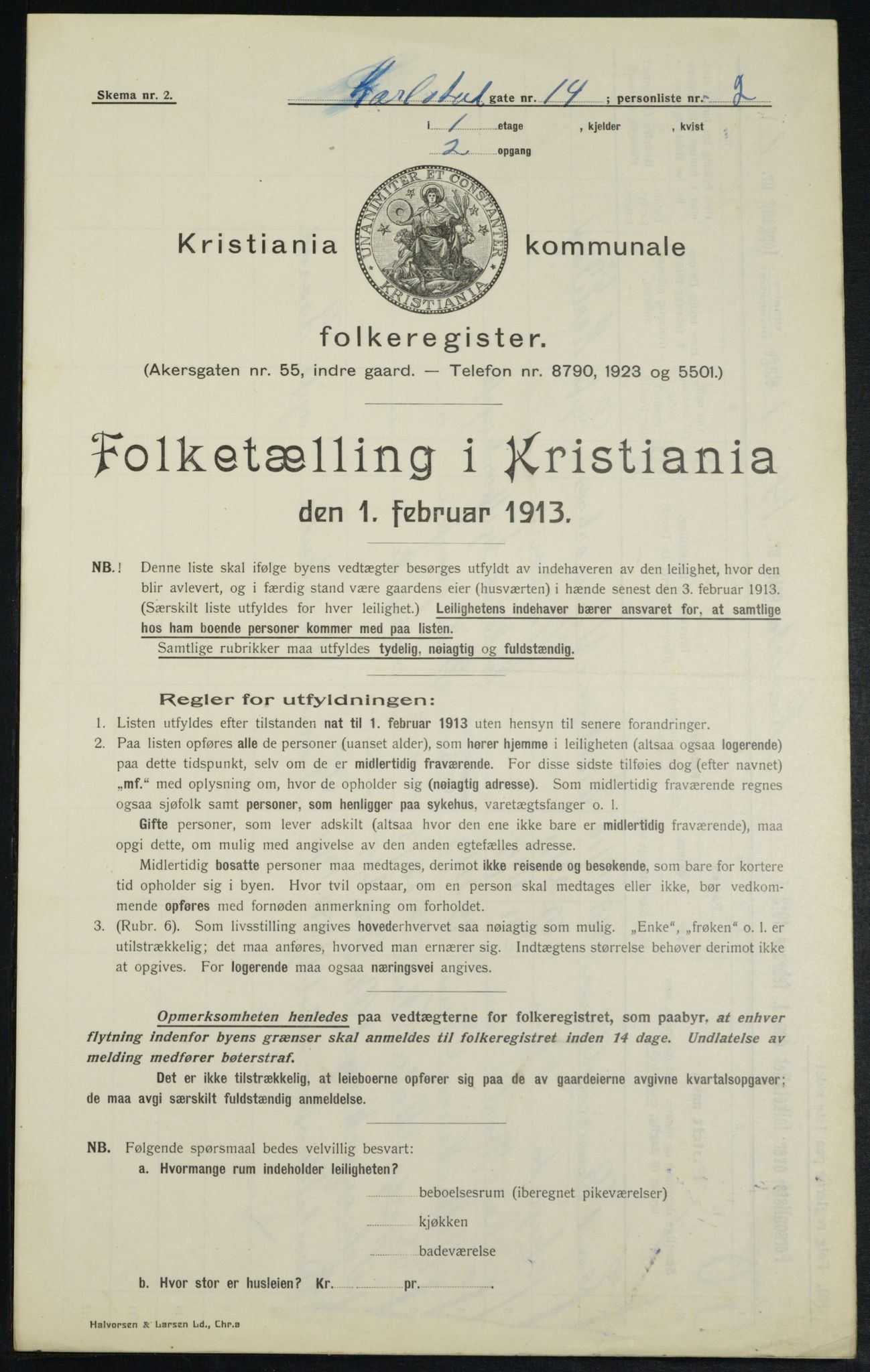 OBA, Municipal Census 1913 for Kristiania, 1913, p. 48940