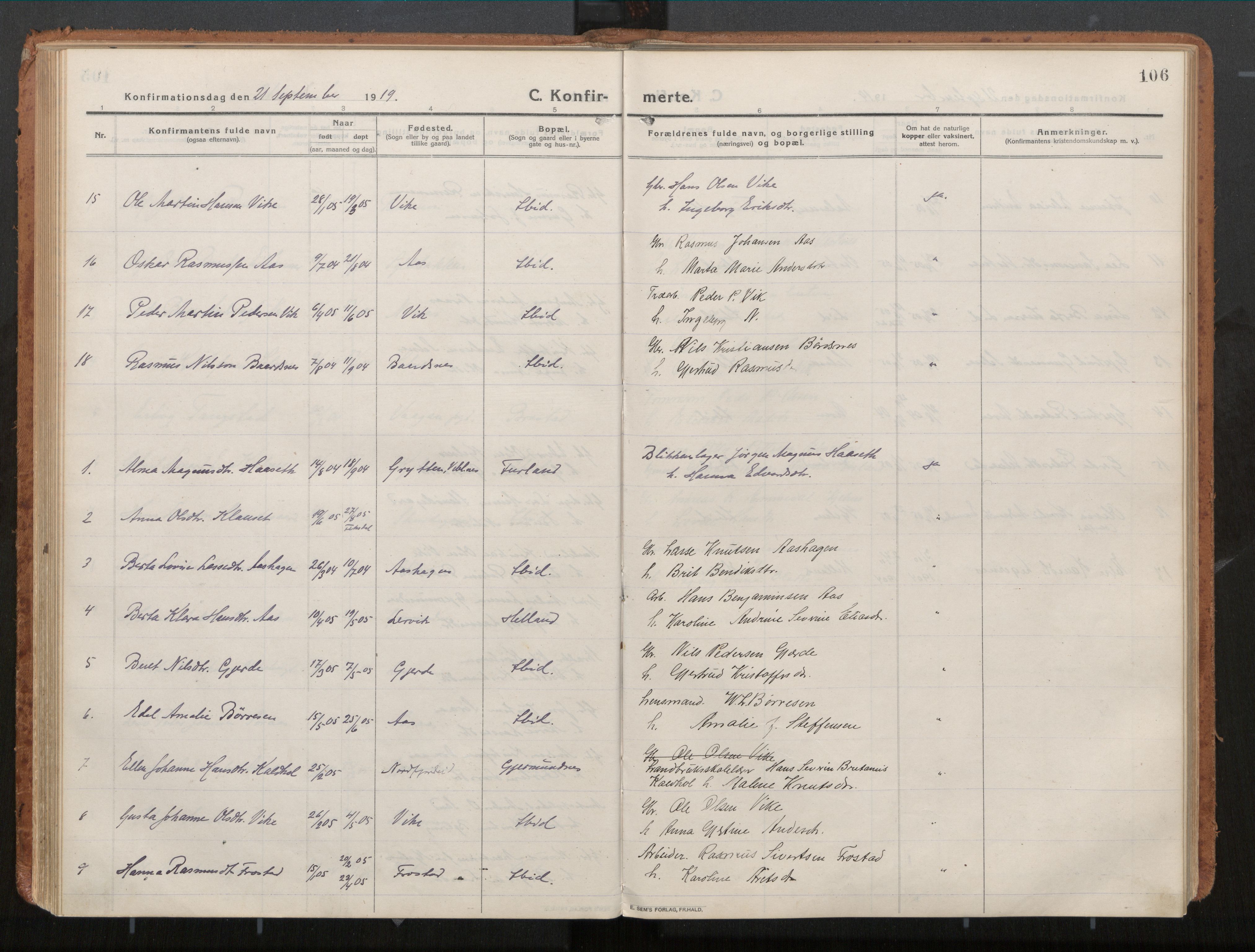 Ministerialprotokoller, klokkerbøker og fødselsregistre - Møre og Romsdal, AV/SAT-A-1454/539/L0534a: Parish register (official) no. 539A08, 1912-1935, p. 106