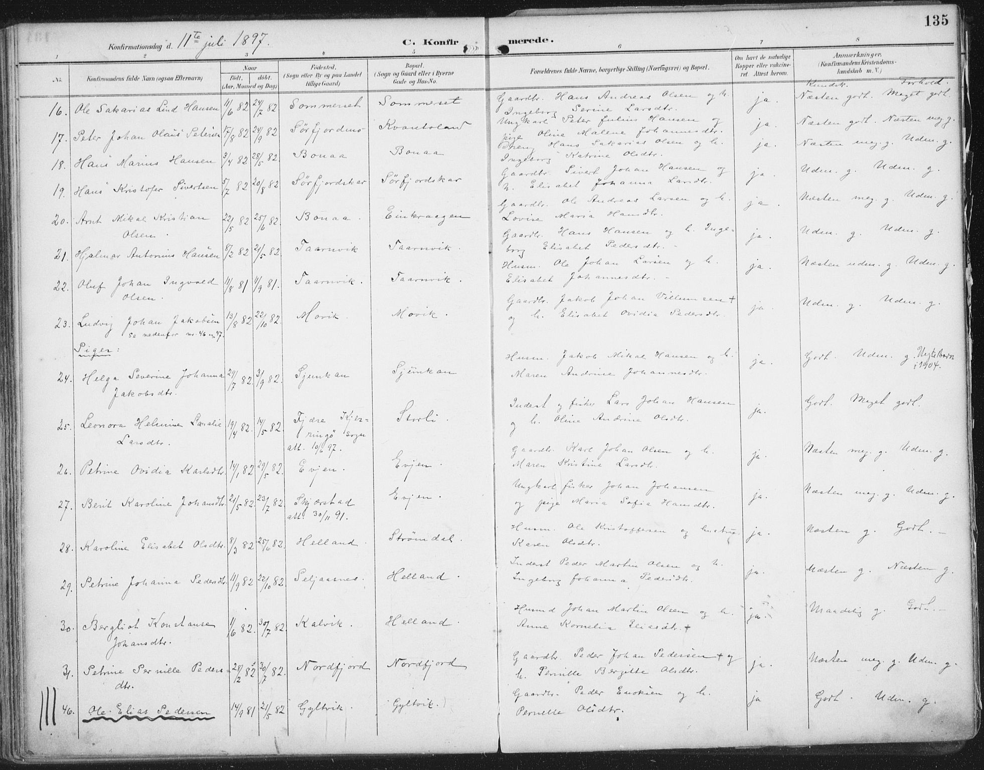 Ministerialprotokoller, klokkerbøker og fødselsregistre - Nordland, SAT/A-1459/854/L0779: Parish register (official) no. 854A02, 1892-1909, p. 135