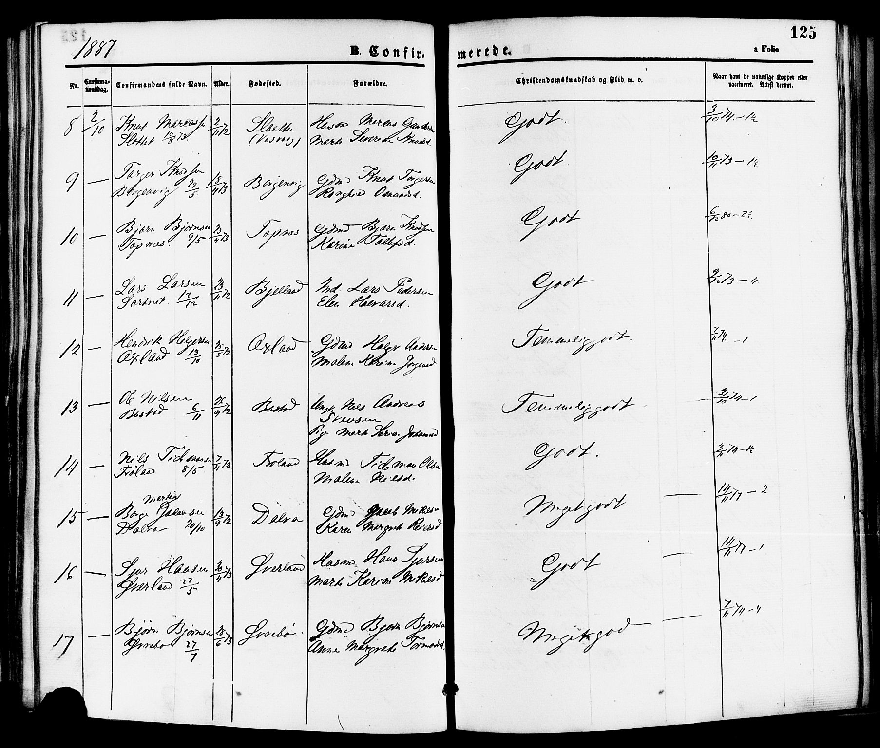 Nedstrand sokneprestkontor, SAST/A-101841/01/IV: Parish register (official) no. A 11, 1877-1887, p. 125
