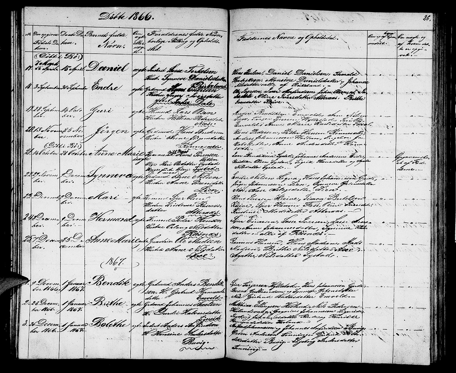 Hyllestad sokneprestembete, SAB/A-80401: Parish register (copy) no. A 1, 1853-1875, p. 26