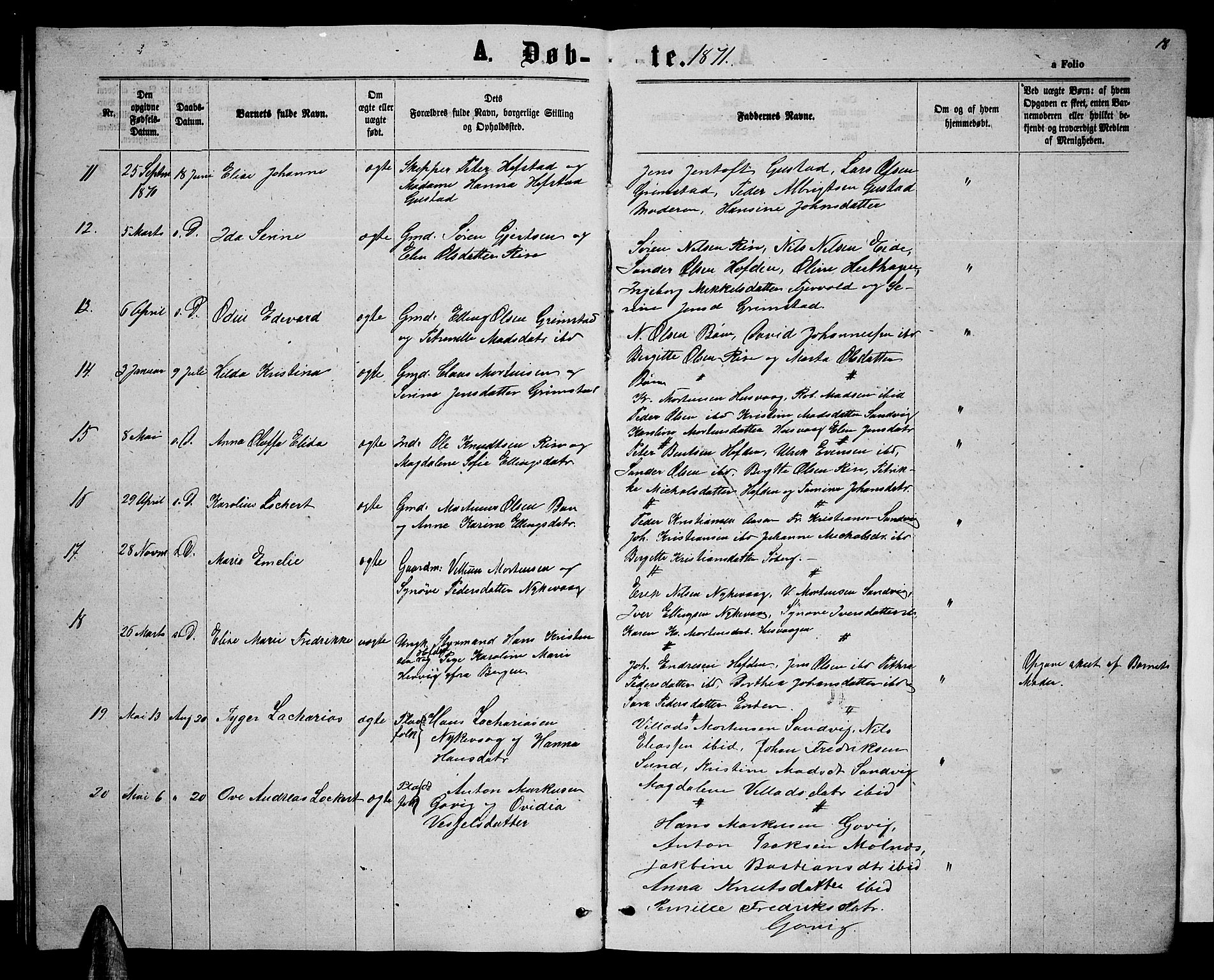 Ministerialprotokoller, klokkerbøker og fødselsregistre - Nordland, AV/SAT-A-1459/892/L1324: Parish register (copy) no. 892C01, 1865-1879, p. 18