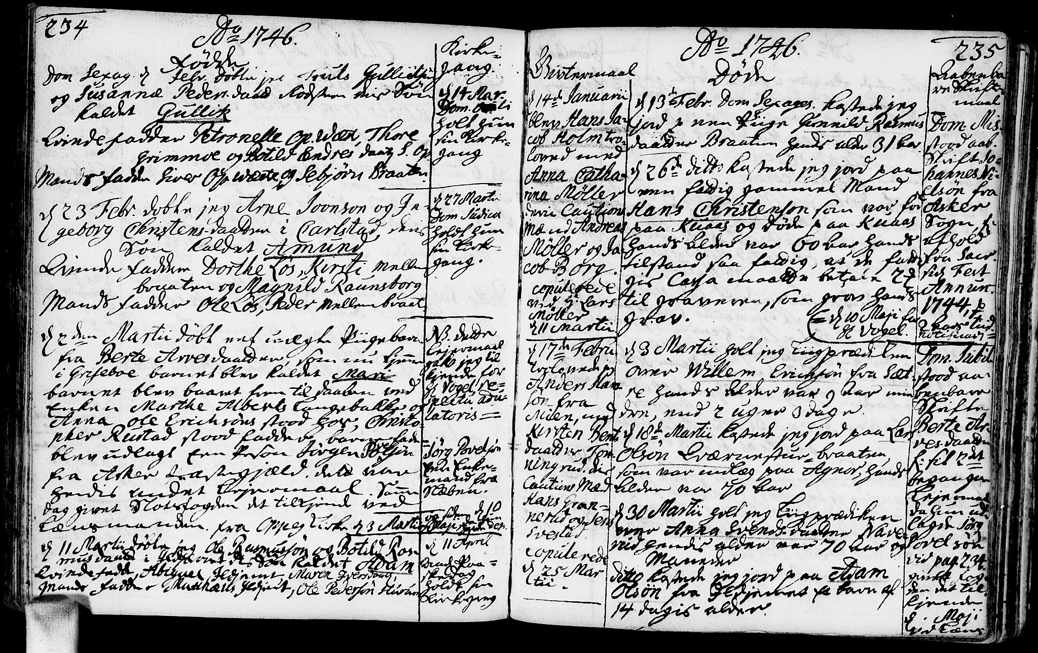 Nesodden prestekontor Kirkebøker, SAO/A-10013/F/Fa/L0001: Parish register (official) no. I 1, 1709-1749, p. 234-235