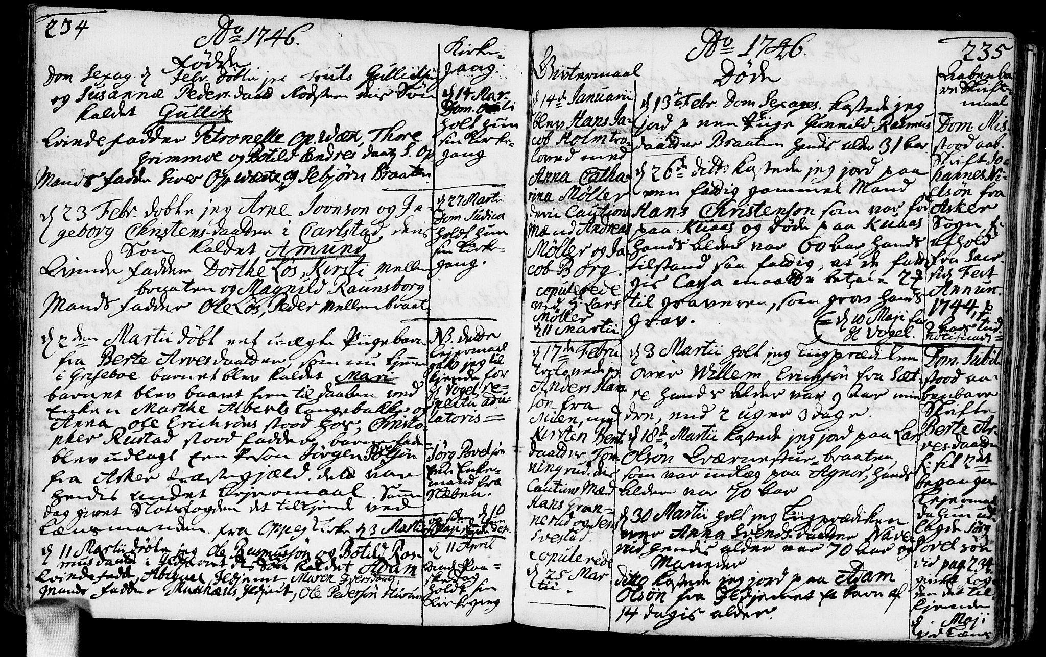 Nesodden prestekontor Kirkebøker, AV/SAO-A-10013/F/Fa/L0001: Parish register (official) no. I 1, 1709-1750, p. 234-235