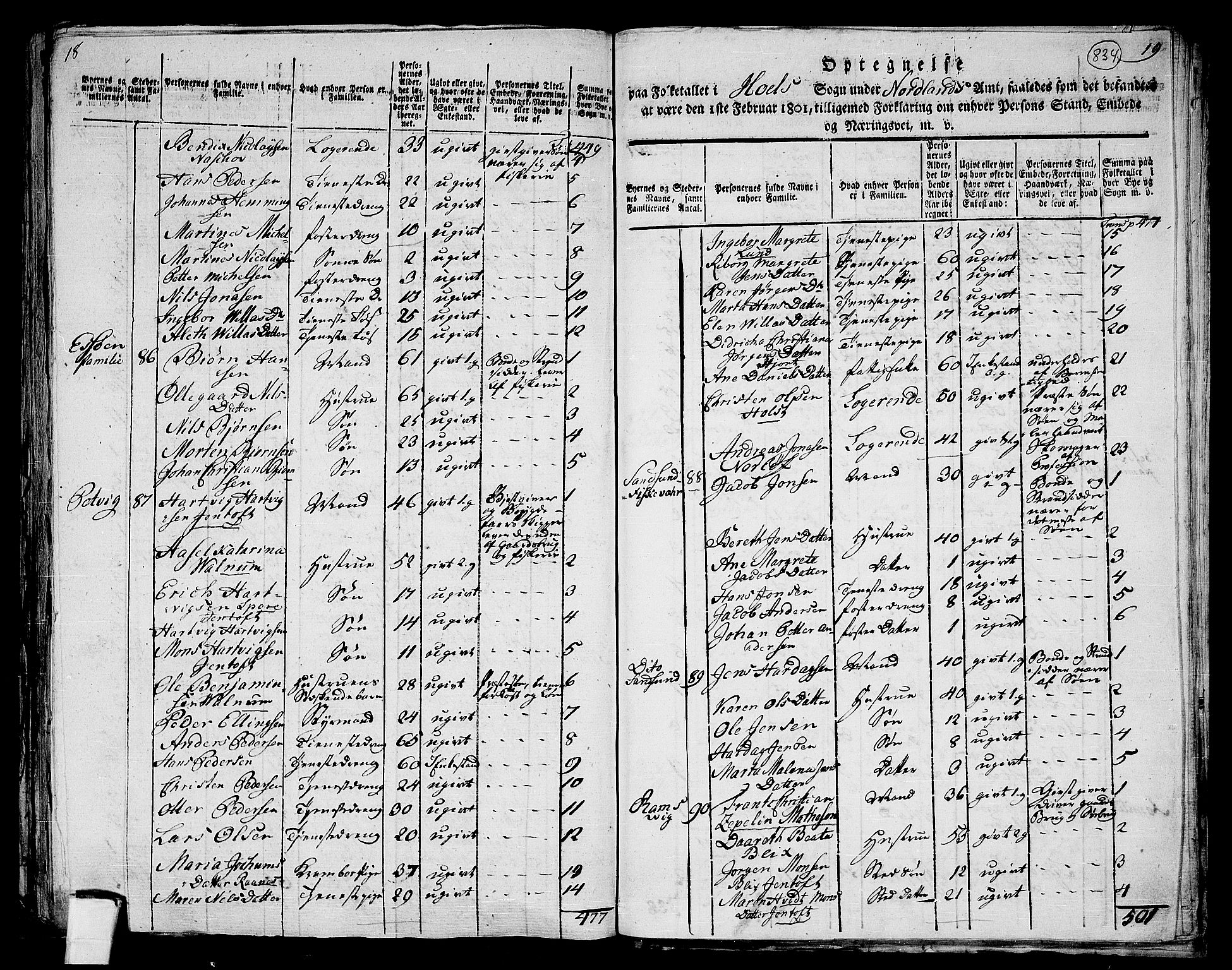 RA, 1801 census for 1860P Buksnes, 1801, p. 833b-834a