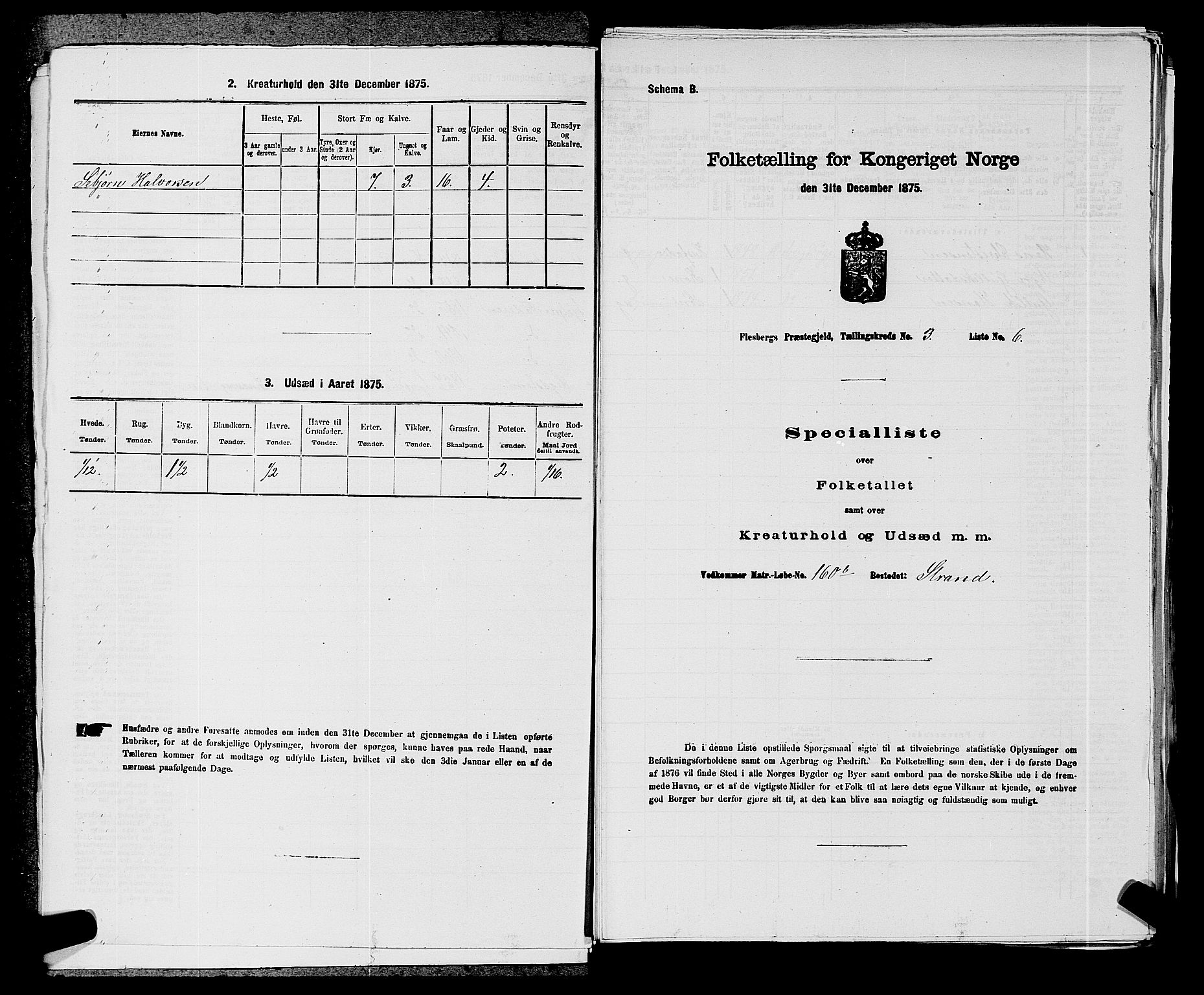 SAKO, 1875 census for 0631P Flesberg, 1875, p. 542