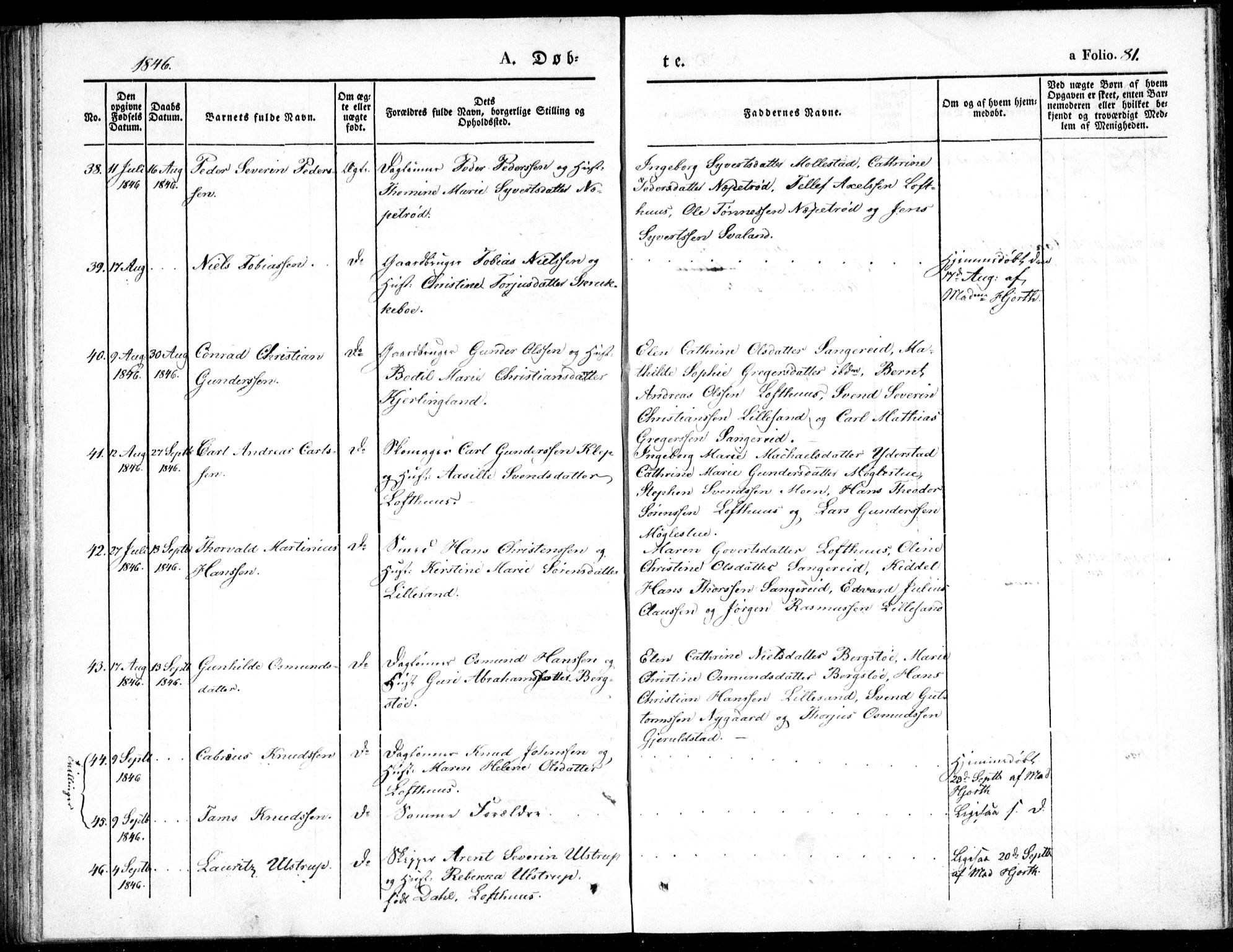 Vestre Moland sokneprestkontor, AV/SAK-1111-0046/F/Fb/Fbb/L0002: Parish register (copy) no. B 2, 1836-1851, p. 81