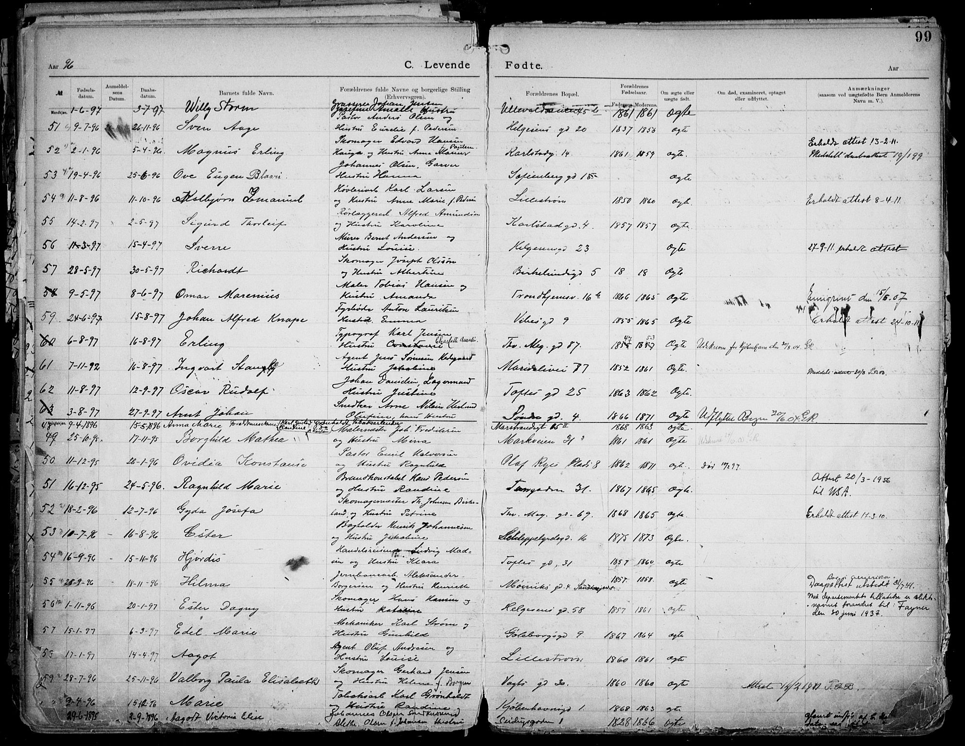 Første Metodistkirke Oslo -  menighetsprotokoller, SAO/PAO-0067/F/L0004: Dissenter register no. 4, 1892-1927, p. 99