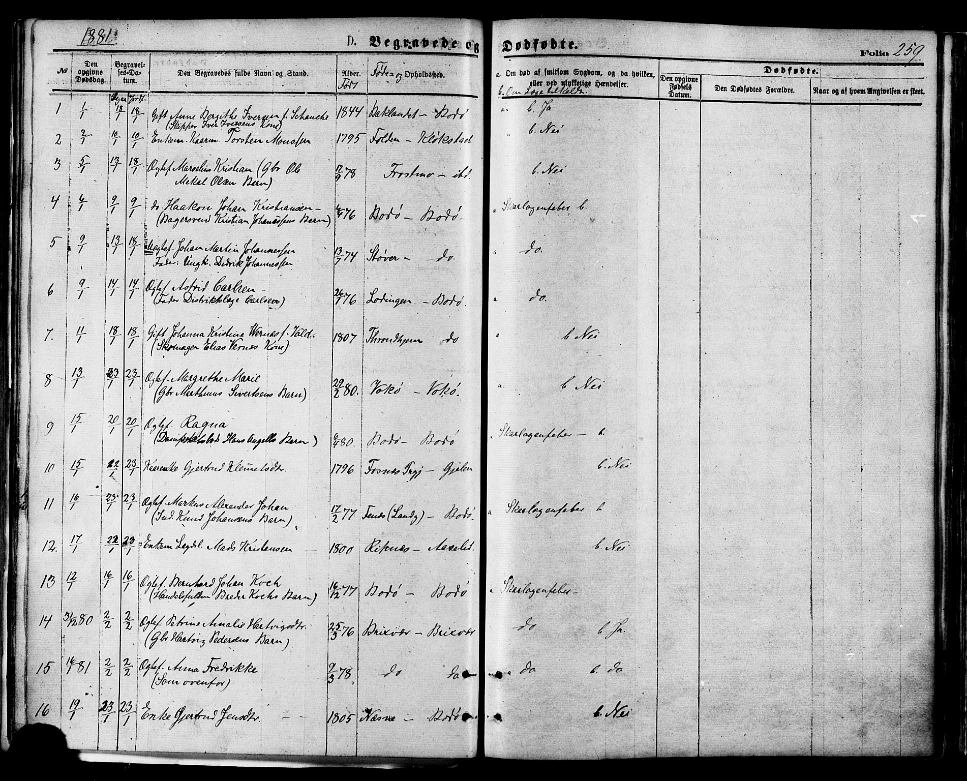Ministerialprotokoller, klokkerbøker og fødselsregistre - Nordland, SAT/A-1459/801/L0009: Parish register (official) no. 801A09, 1876-1883, p. 259