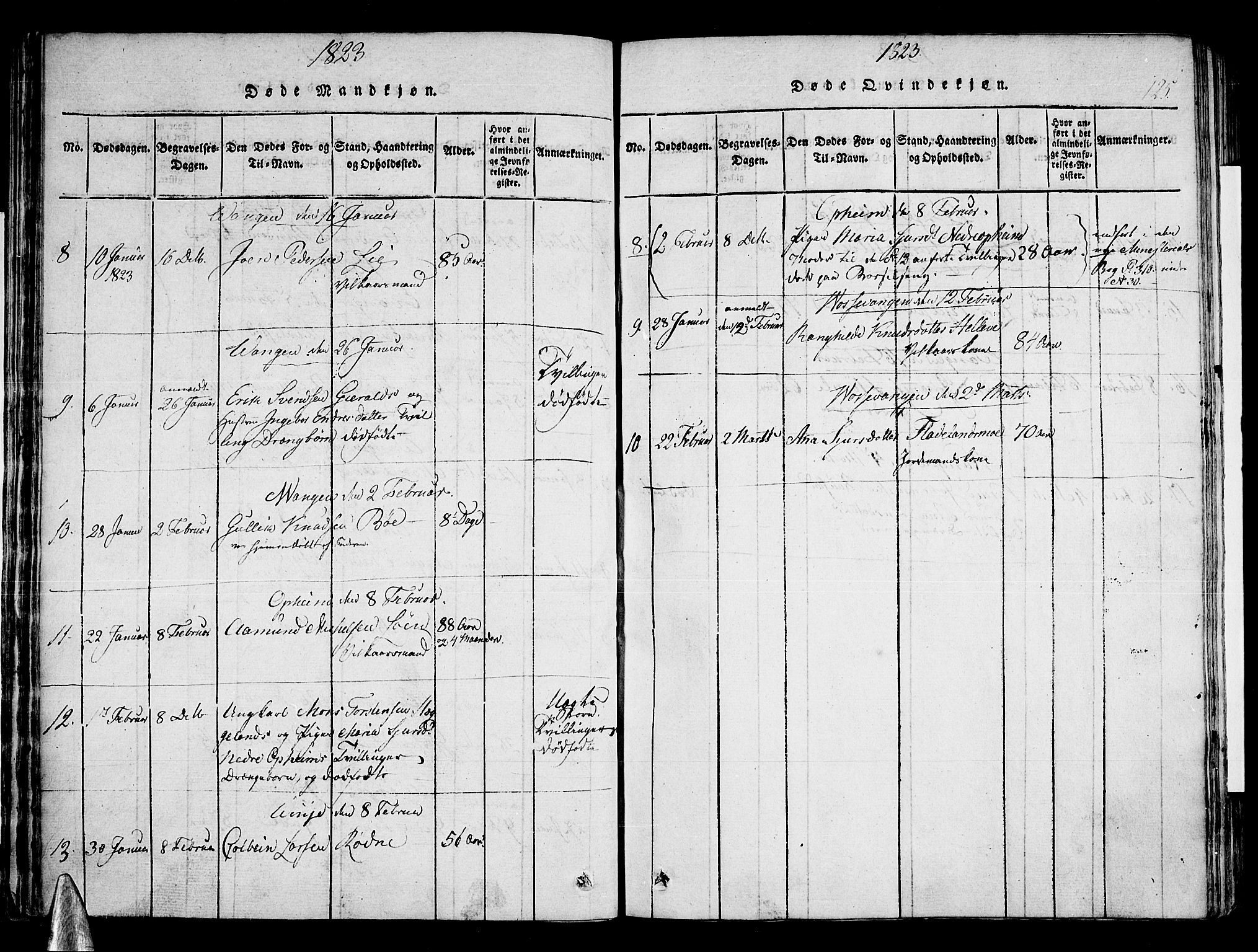 Voss sokneprestembete, SAB/A-79001/H/Haa: Parish register (official) no. A 11, 1816-1827, p. 125