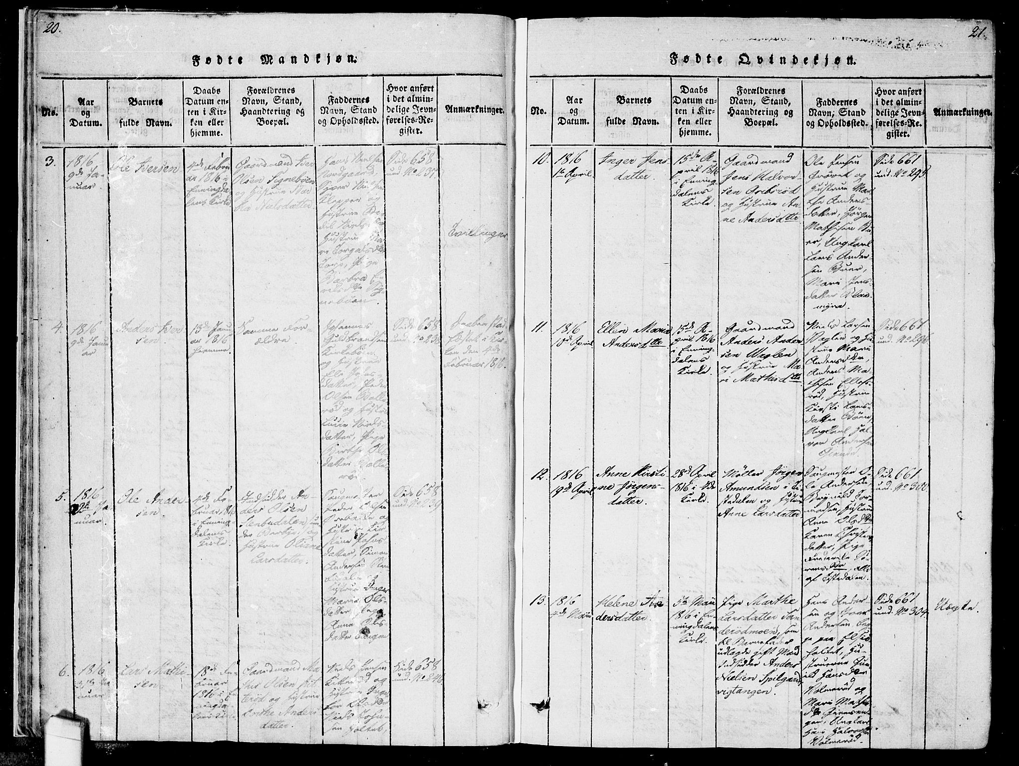 Idd prestekontor Kirkebøker, SAO/A-10911/F/Fc/L0002: Parish register (official) no. III 2, 1815-1831, p. 20-21