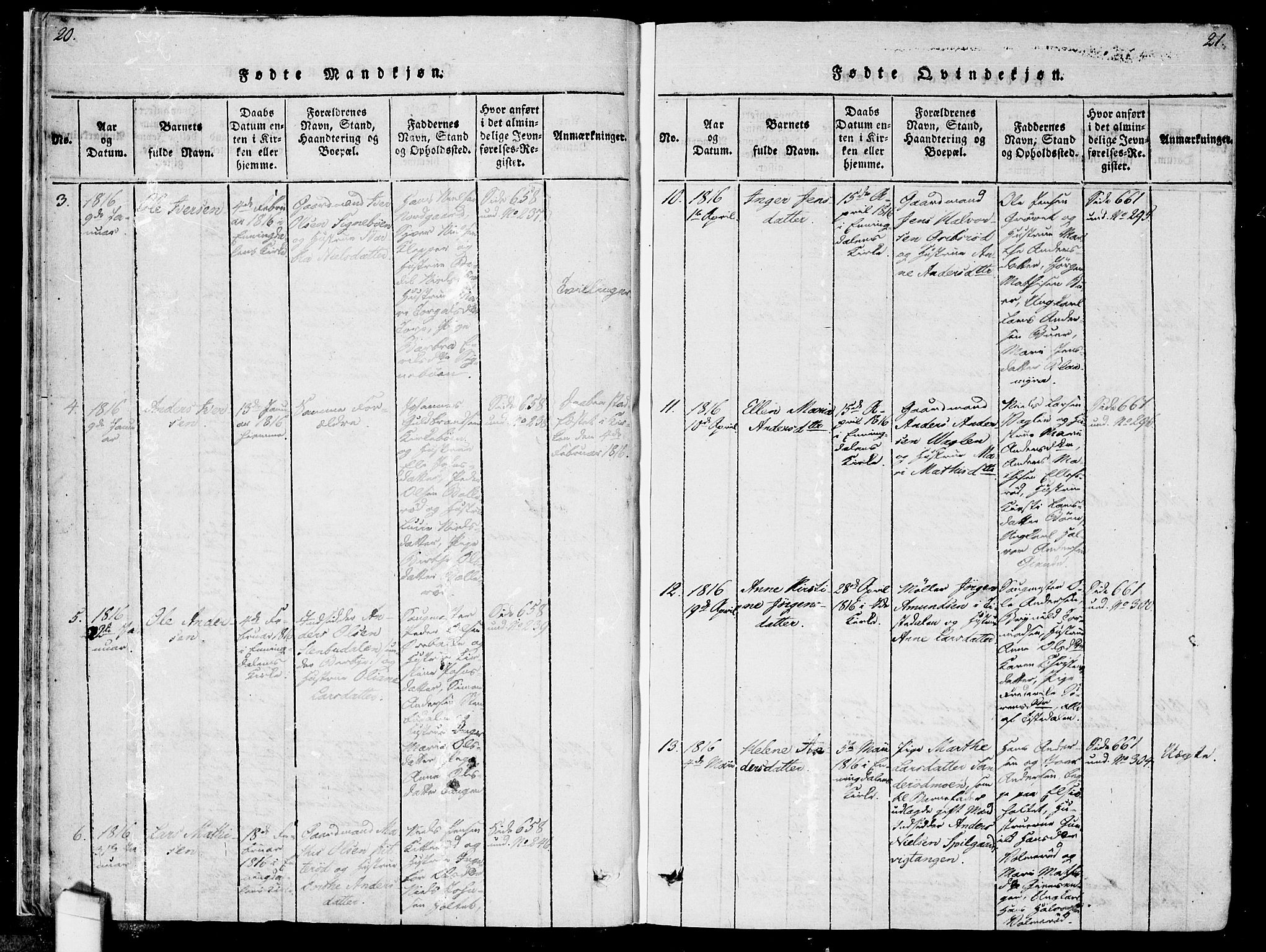 Idd prestekontor Kirkebøker, AV/SAO-A-10911/F/Fc/L0002: Parish register (official) no. III 2, 1815-1831, p. 20-21