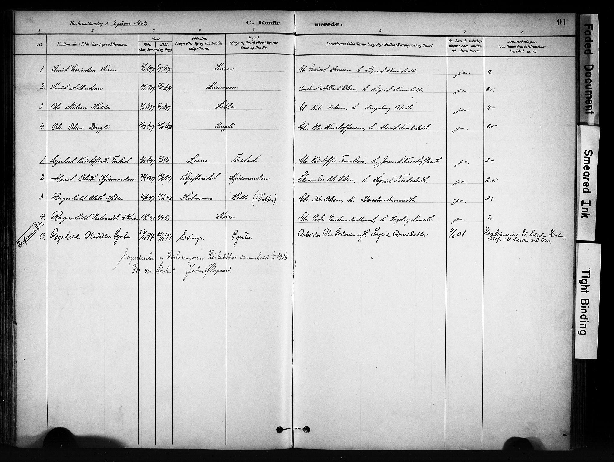 Vang prestekontor, Valdres, SAH/PREST-140/H/Ha/L0009: Parish register (official) no. 9, 1882-1914, p. 91