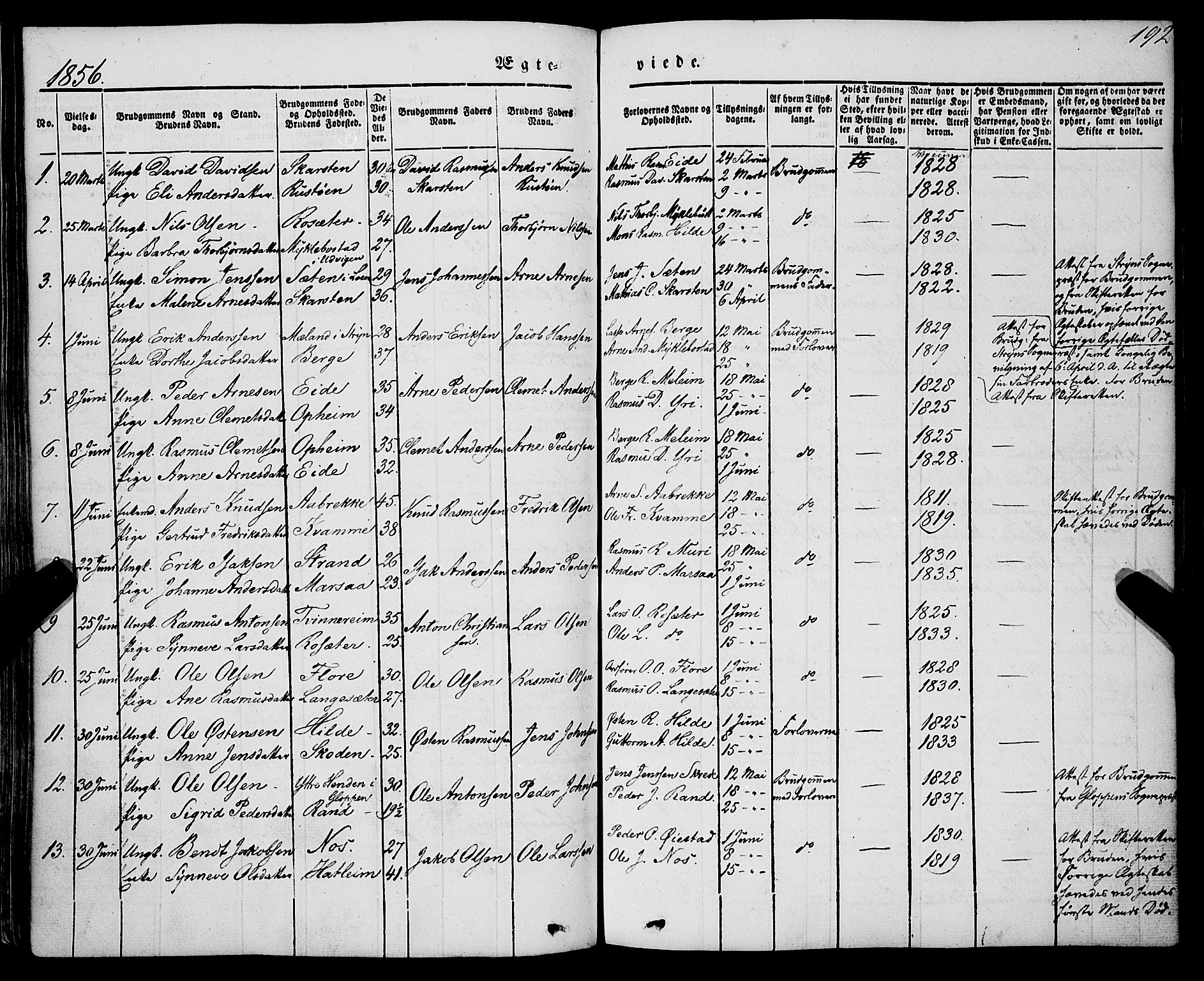 Innvik sokneprestembete, AV/SAB-A-80501: Parish register (official) no. A 5, 1847-1865, p. 192