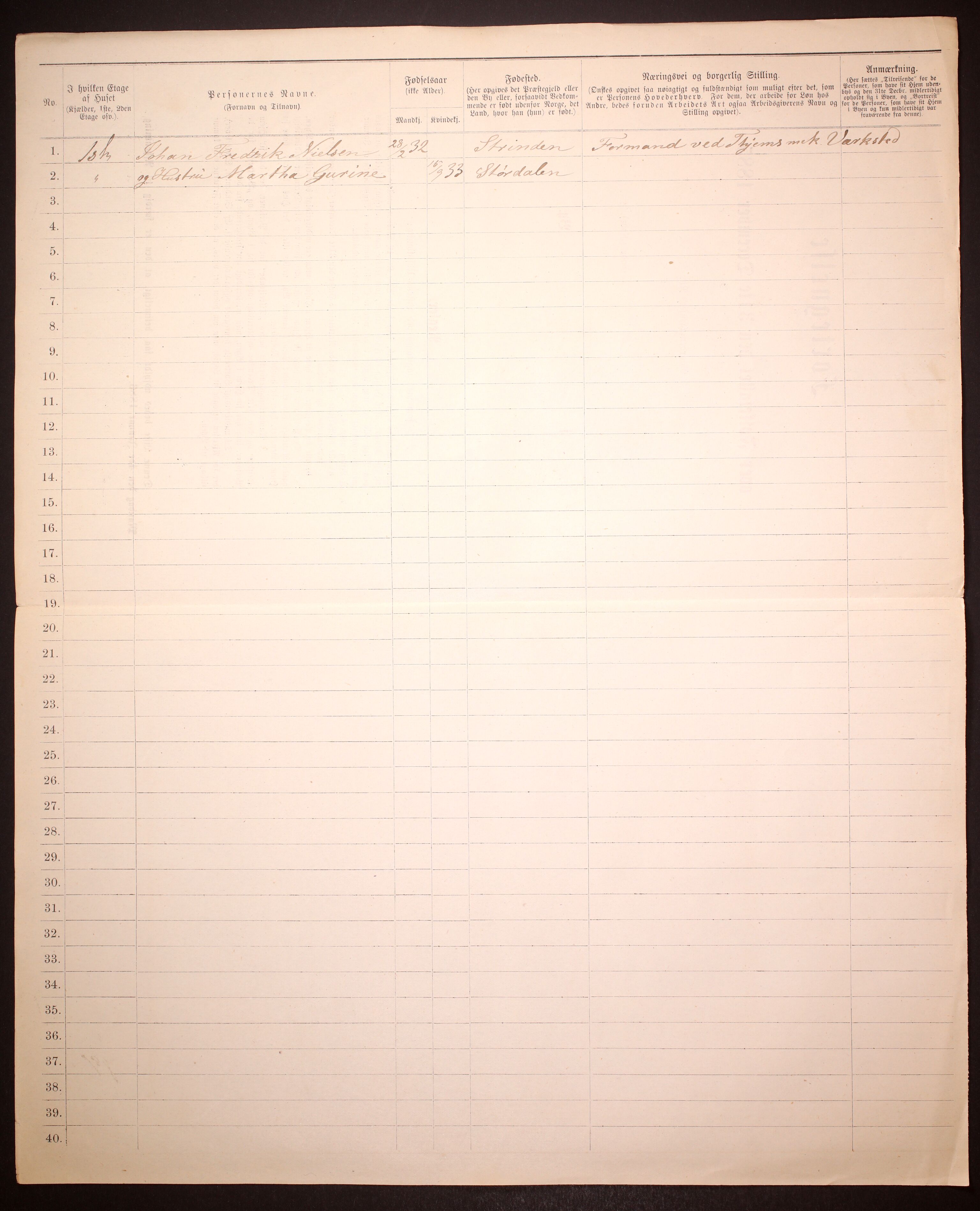 SAT, 1885 census for 1601 Trondheim, 1885, p. 2705