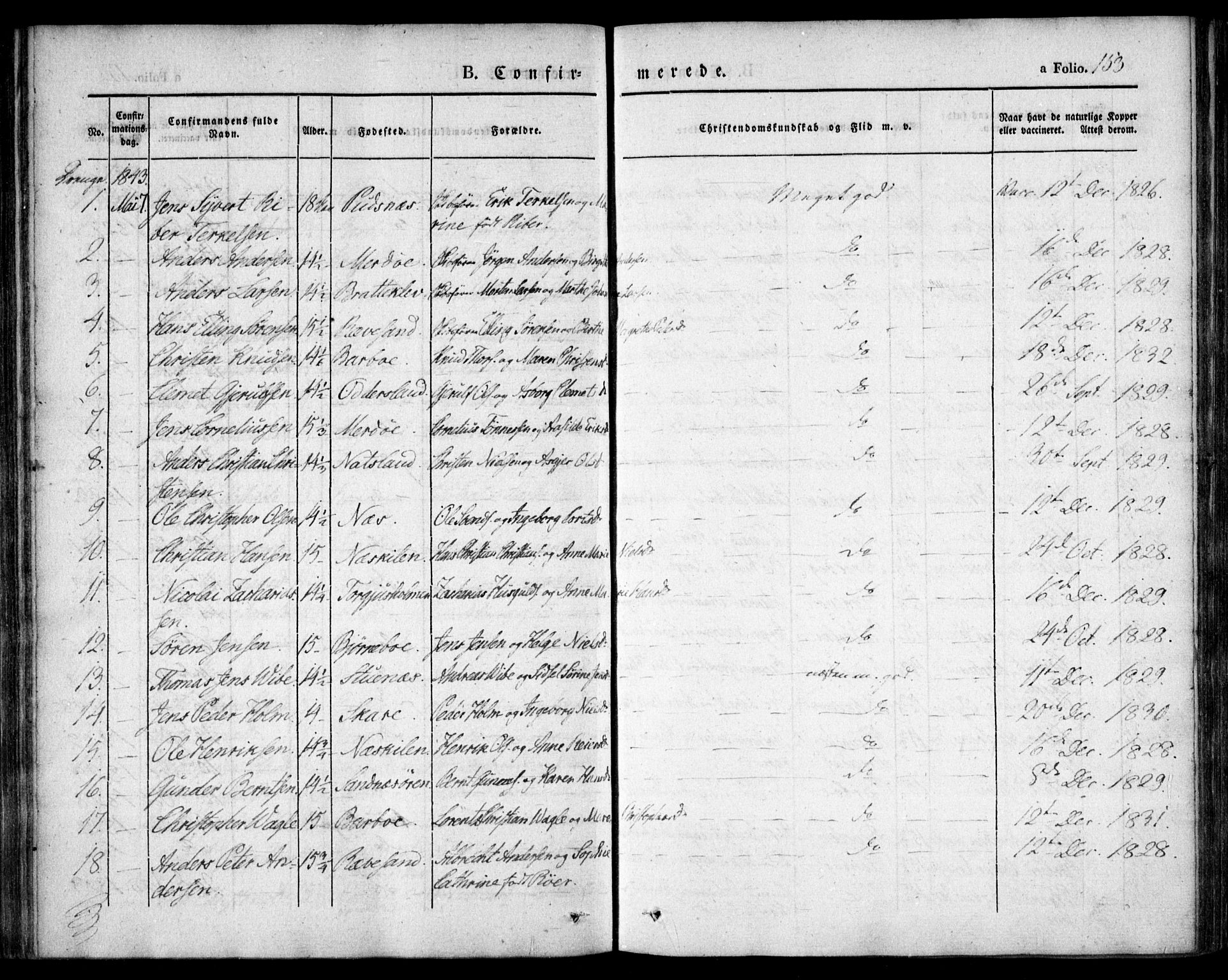 Tromøy sokneprestkontor, SAK/1111-0041/F/Fa/L0004: Parish register (official) no. A 4, 1837-1846, p. 153