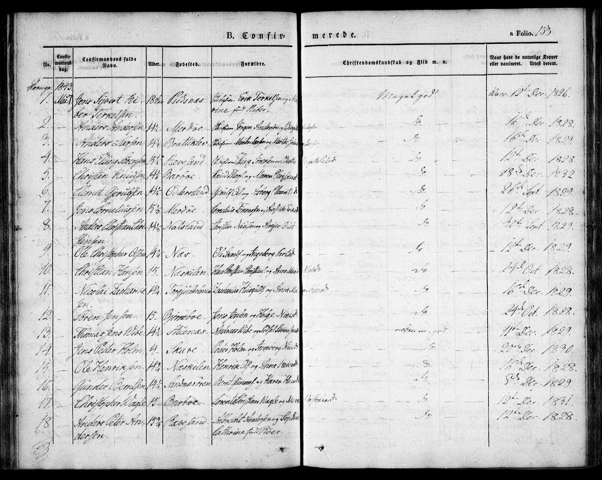 Tromøy sokneprestkontor, AV/SAK-1111-0041/F/Fa/L0004: Parish register (official) no. A 4, 1837-1846, p. 153