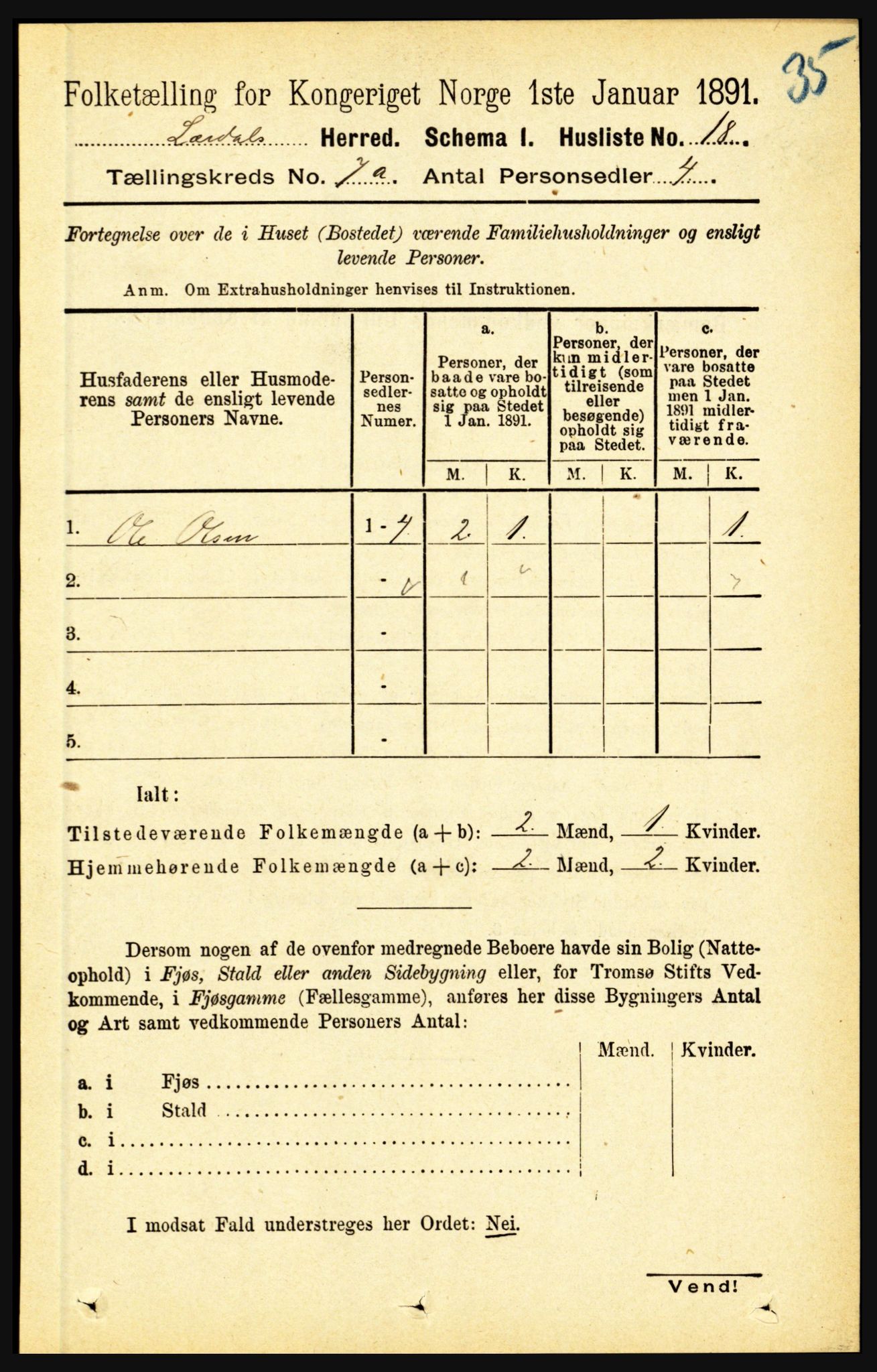 RA, 1891 census for 1422 Lærdal, 1891, p. 766