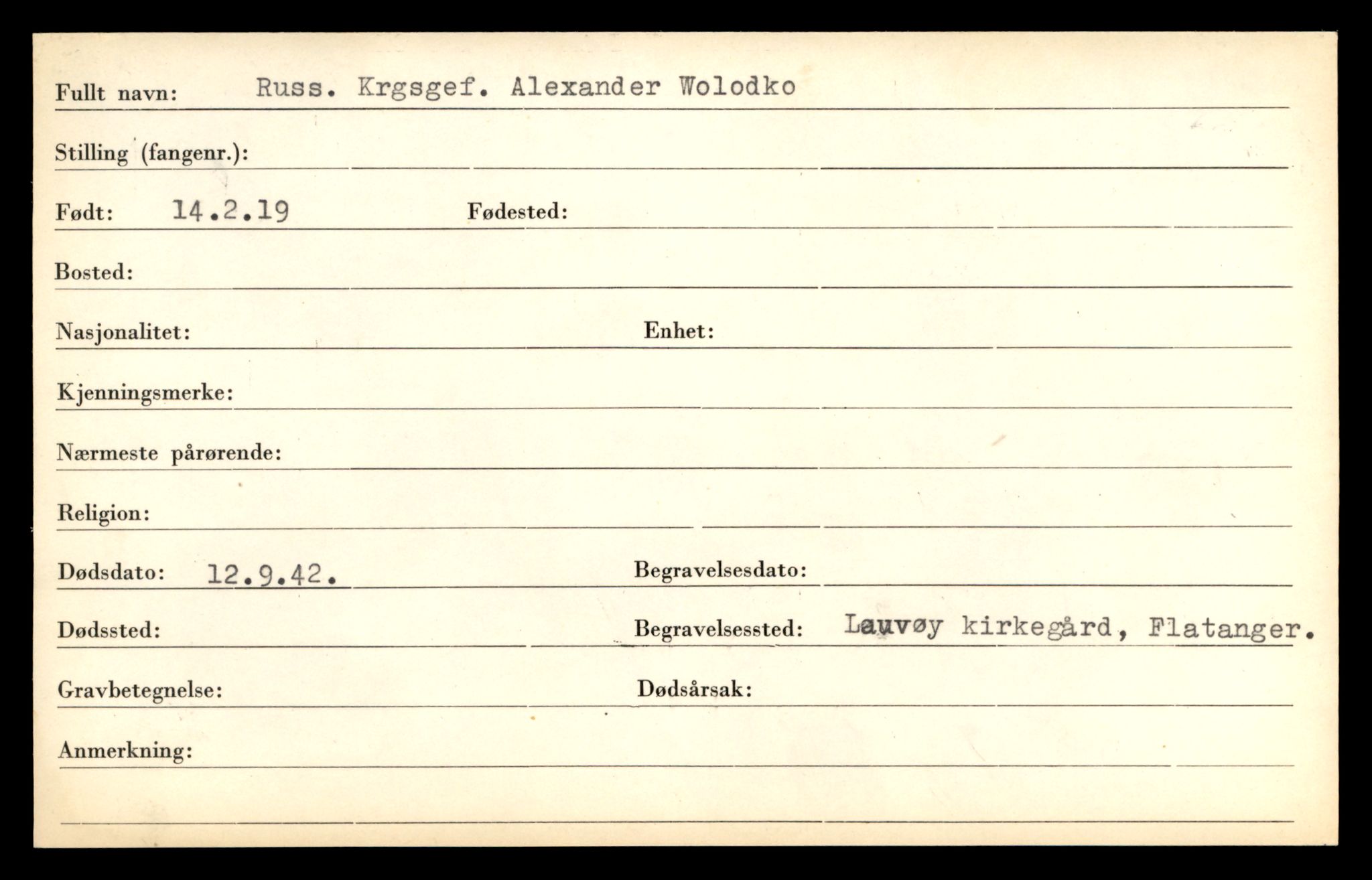 Distriktskontoret for krigsgraver, AV/SAT-A-5030/E/L0005: Kasett/kartotek over falne Britiske og tyske solater, samt andre nasjoners krigsgraver, 1945, p. 527