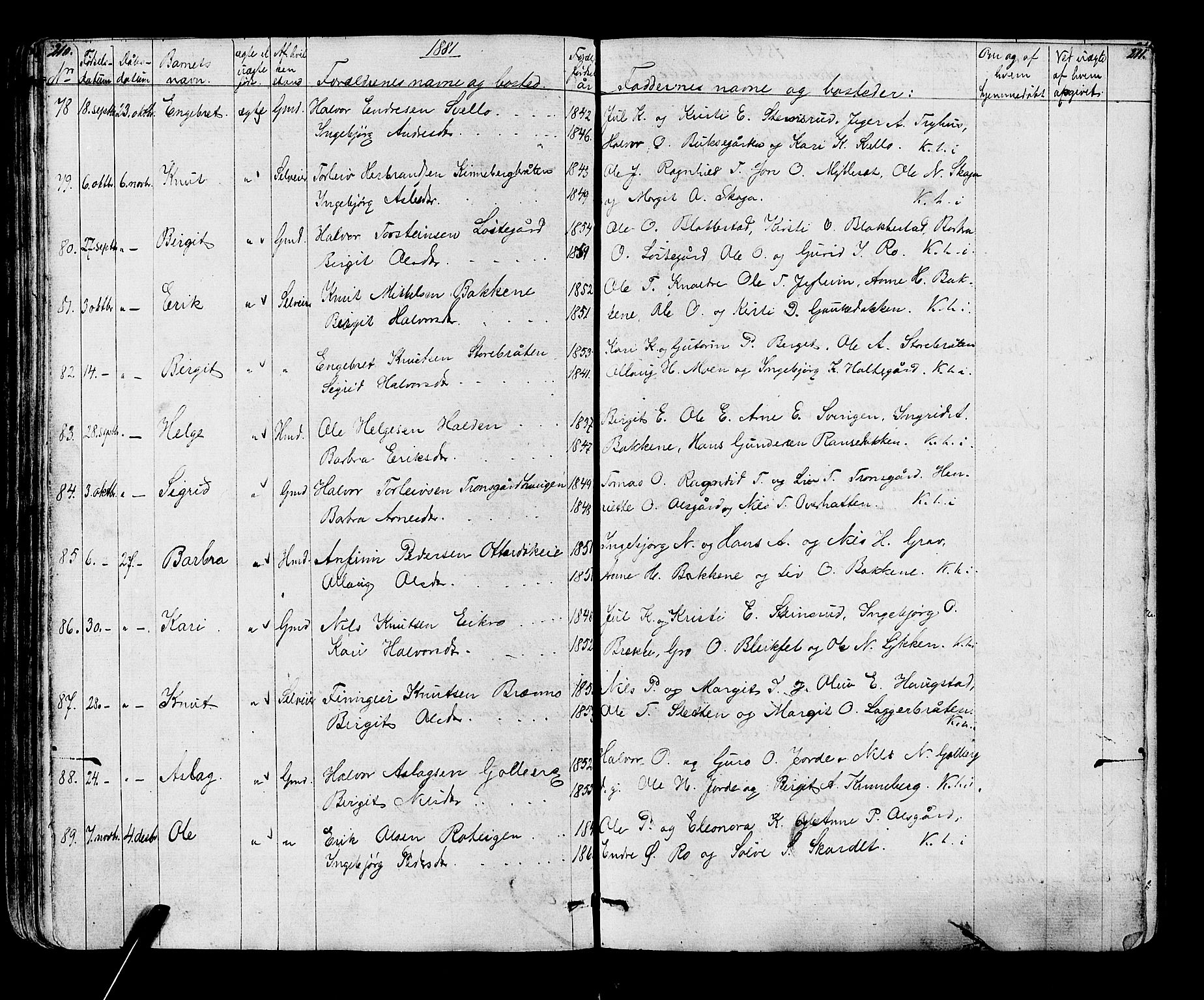 Gol kirkebøker, AV/SAKO-A-226/G/Ga/L0002: Parish register (copy) no. I 2, 1860-1887, p. 210-211