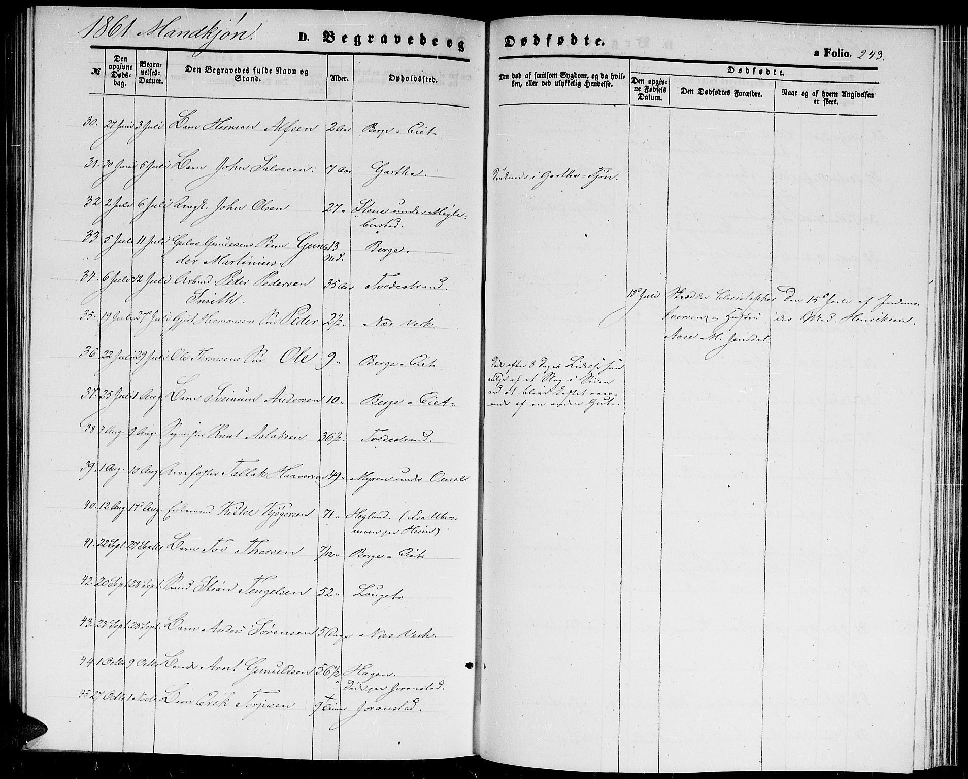 Holt sokneprestkontor, AV/SAK-1111-0021/F/Fb/L0008: Parish register (copy) no. B 8, 1858-1871, p. 243