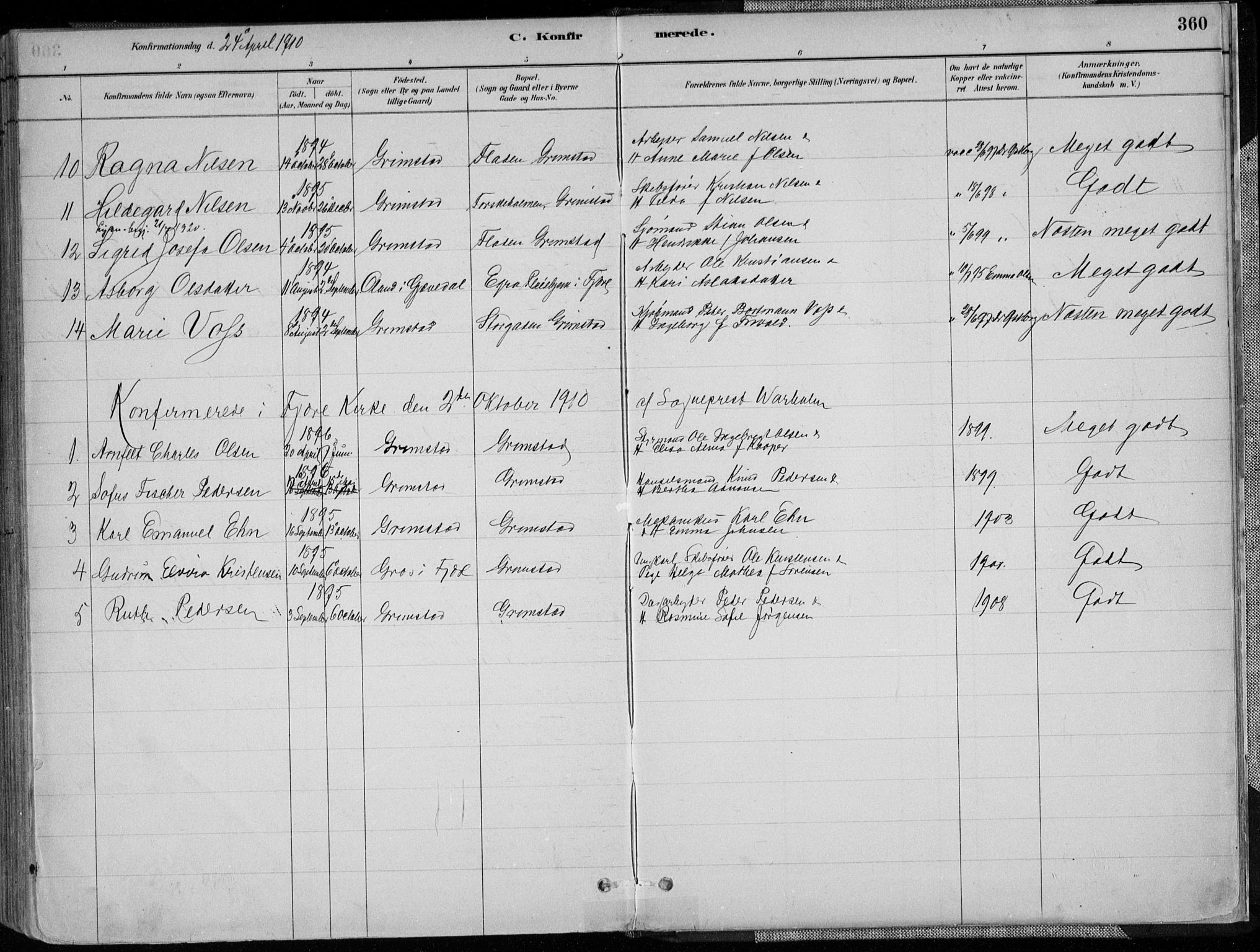 Grimstad sokneprestkontor, SAK/1111-0017/F/Fa/L0003: Parish register (official) no. A 2, 1882-1912, p. 360