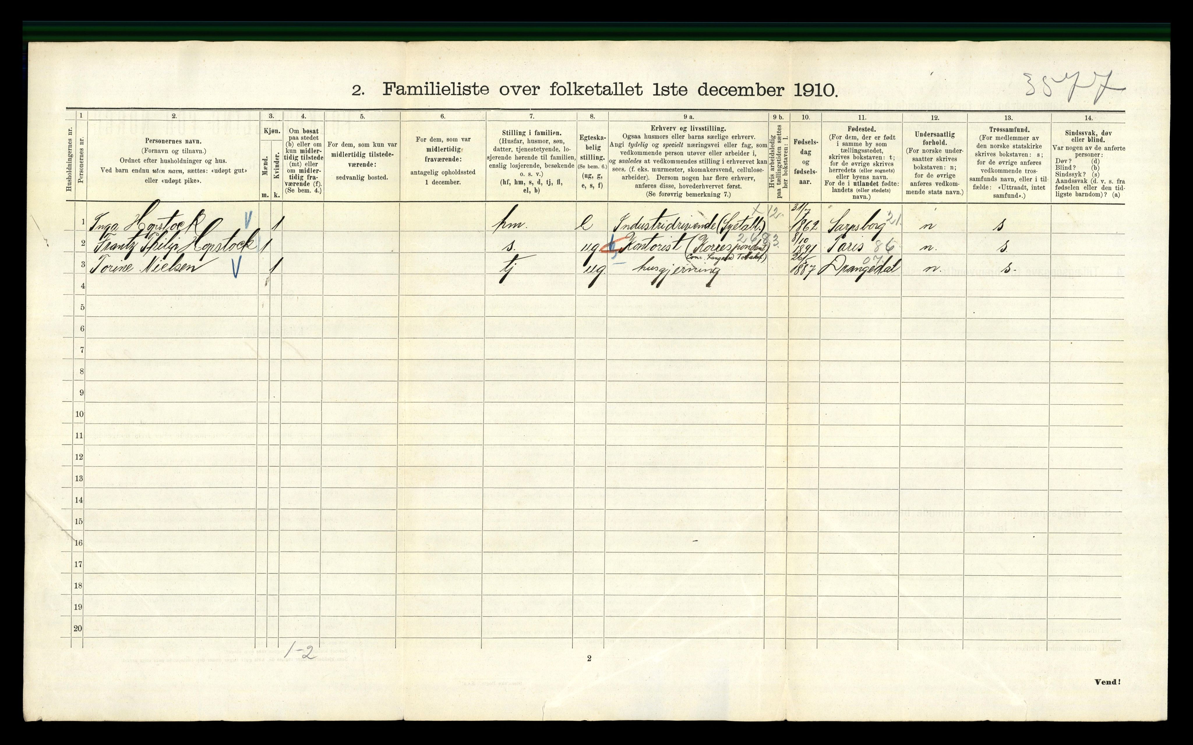 RA, 1910 census for Kristiania, 1910, p. 33916