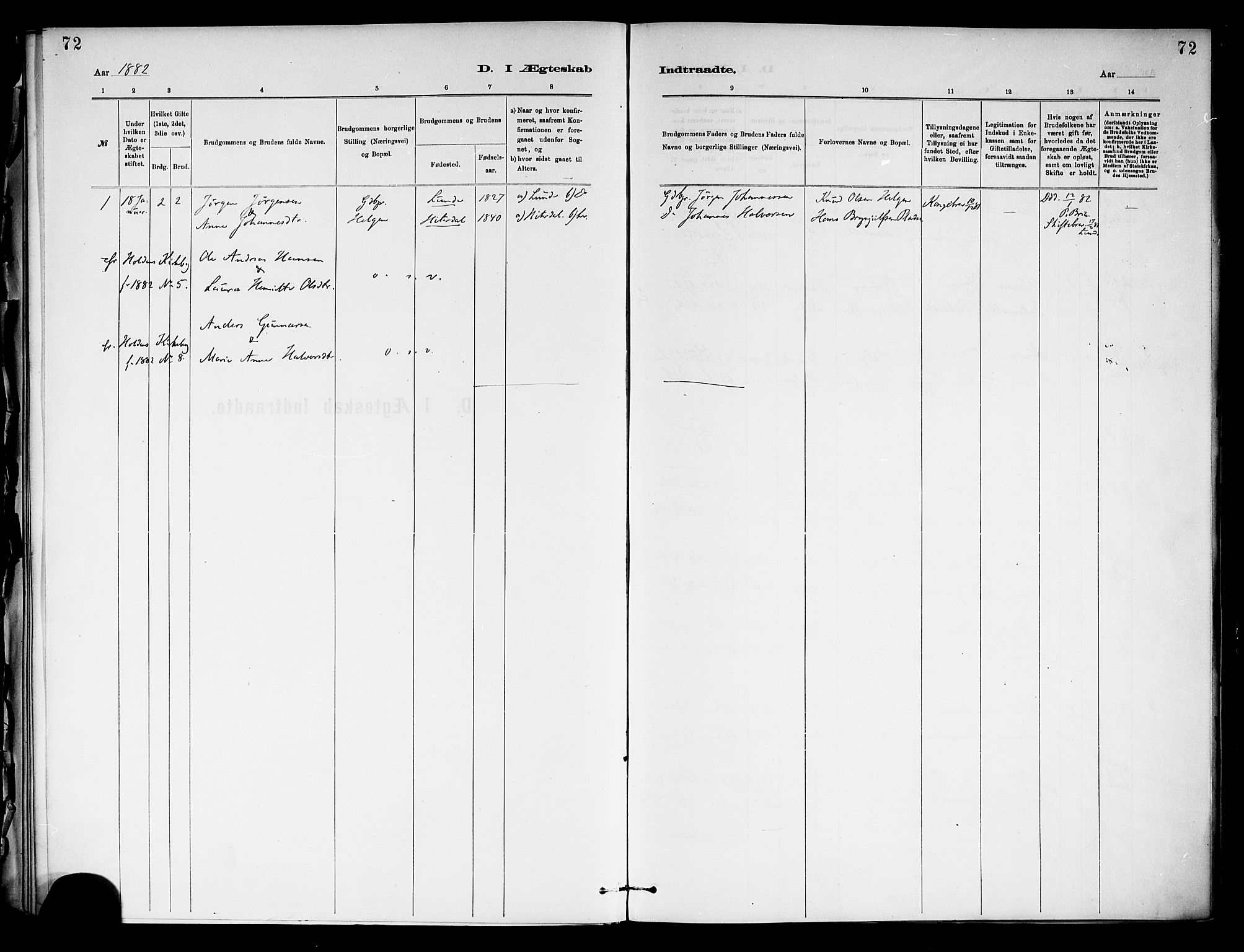 Holla kirkebøker, SAKO/A-272/F/Fa/L0009: Parish register (official) no. 9, 1881-1897, p. 72