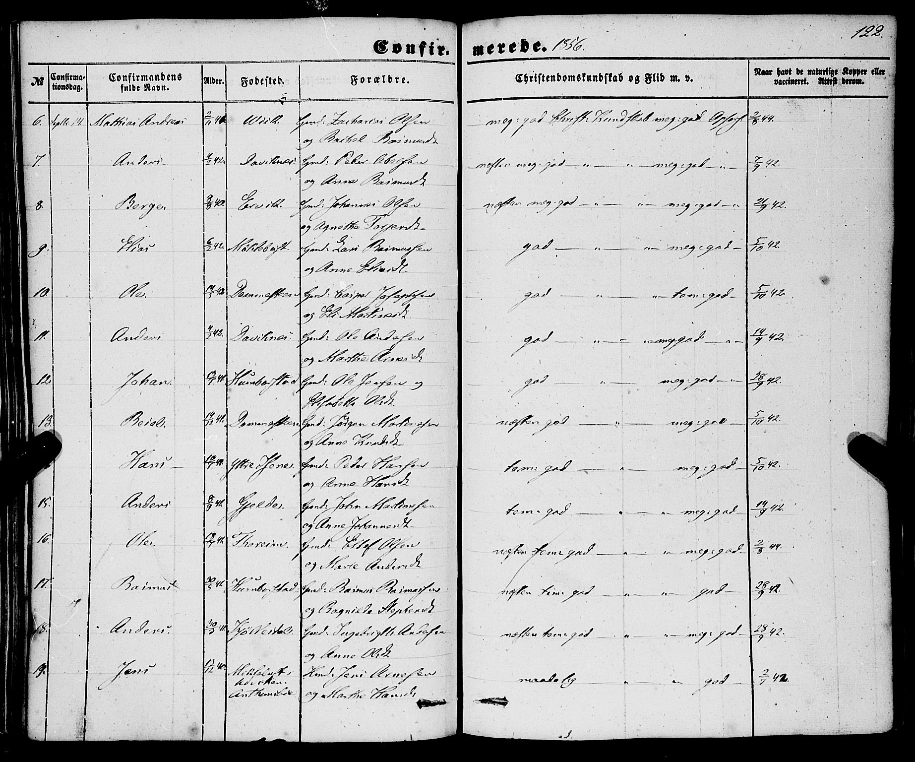 Davik sokneprestembete, AV/SAB-A-79701/H/Haa/Haaa/L0005: Parish register (official) no. A 5, 1850-1866, p. 122