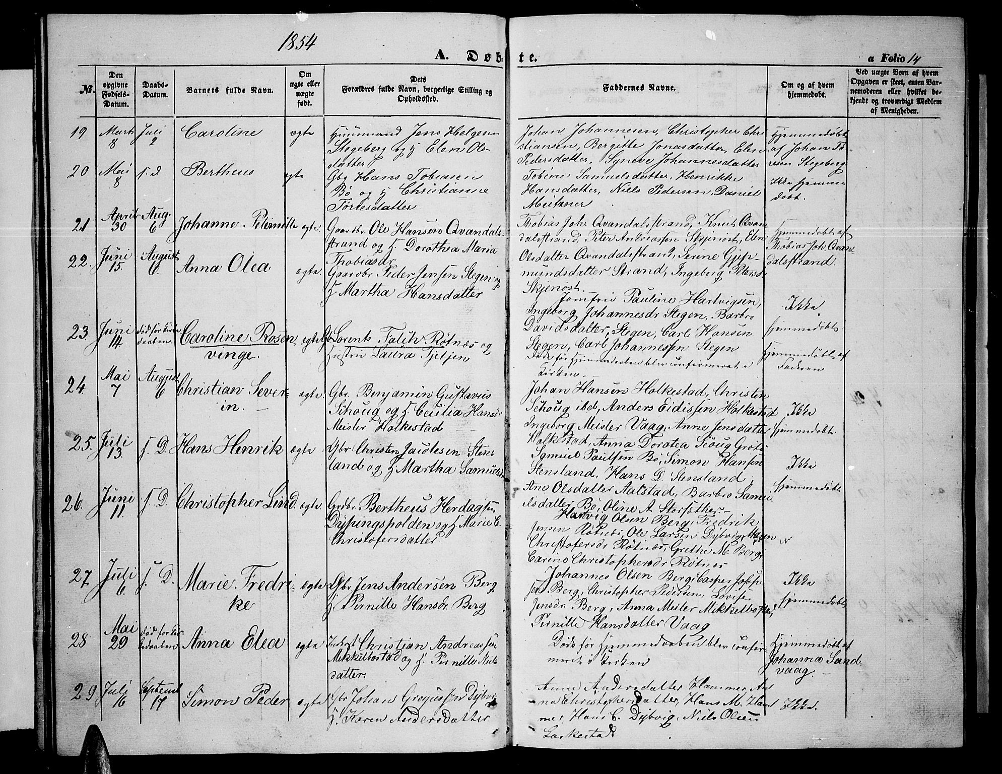 Ministerialprotokoller, klokkerbøker og fødselsregistre - Nordland, SAT/A-1459/855/L0814: Parish register (copy) no. 855C03, 1851-1864, p. 14