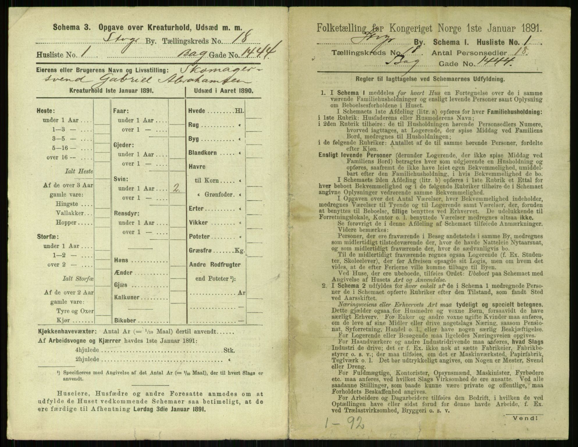 RA, 1891 census for 1103 Stavanger, 1891, p. 3403