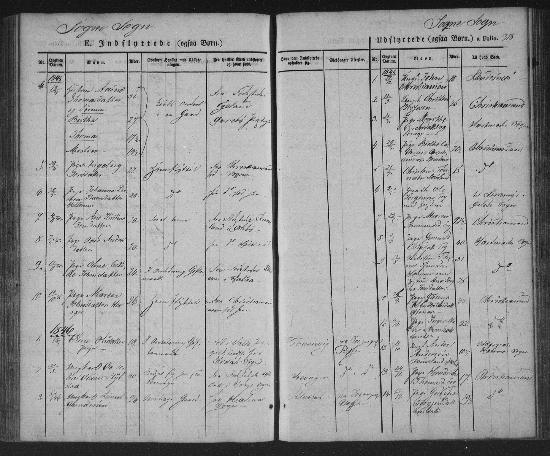 Søgne sokneprestkontor, AV/SAK-1111-0037/F/Fa/Fab/L0009: Parish register (official) no. A 9, 1838-1853, p. 318