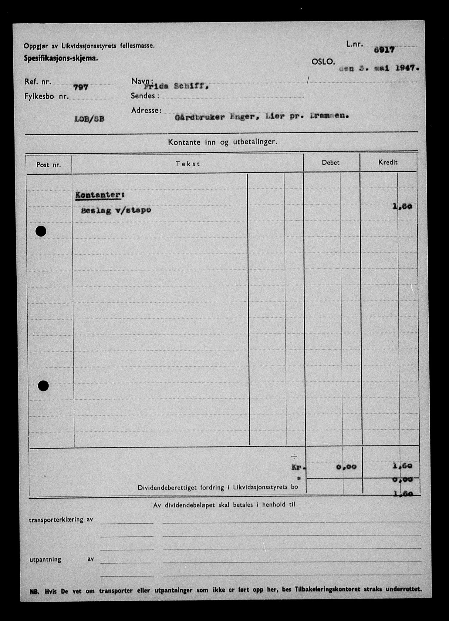 Justisdepartementet, Tilbakeføringskontoret for inndratte formuer, AV/RA-S-1564/H/Hc/Hcd/L1006: --, 1945-1947, p. 3