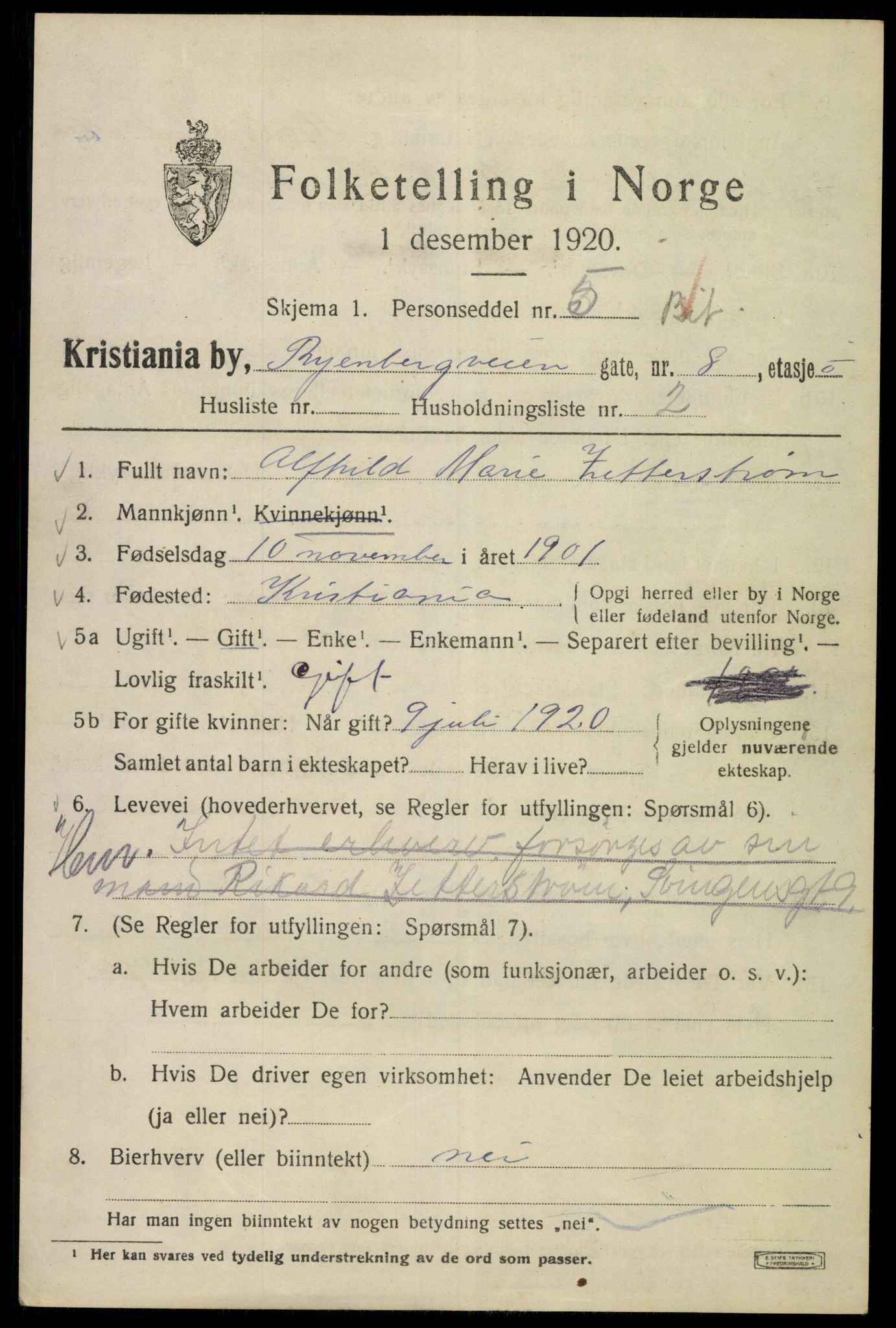 SAO, 1920 census for Kristiania, 1920, p. 473737