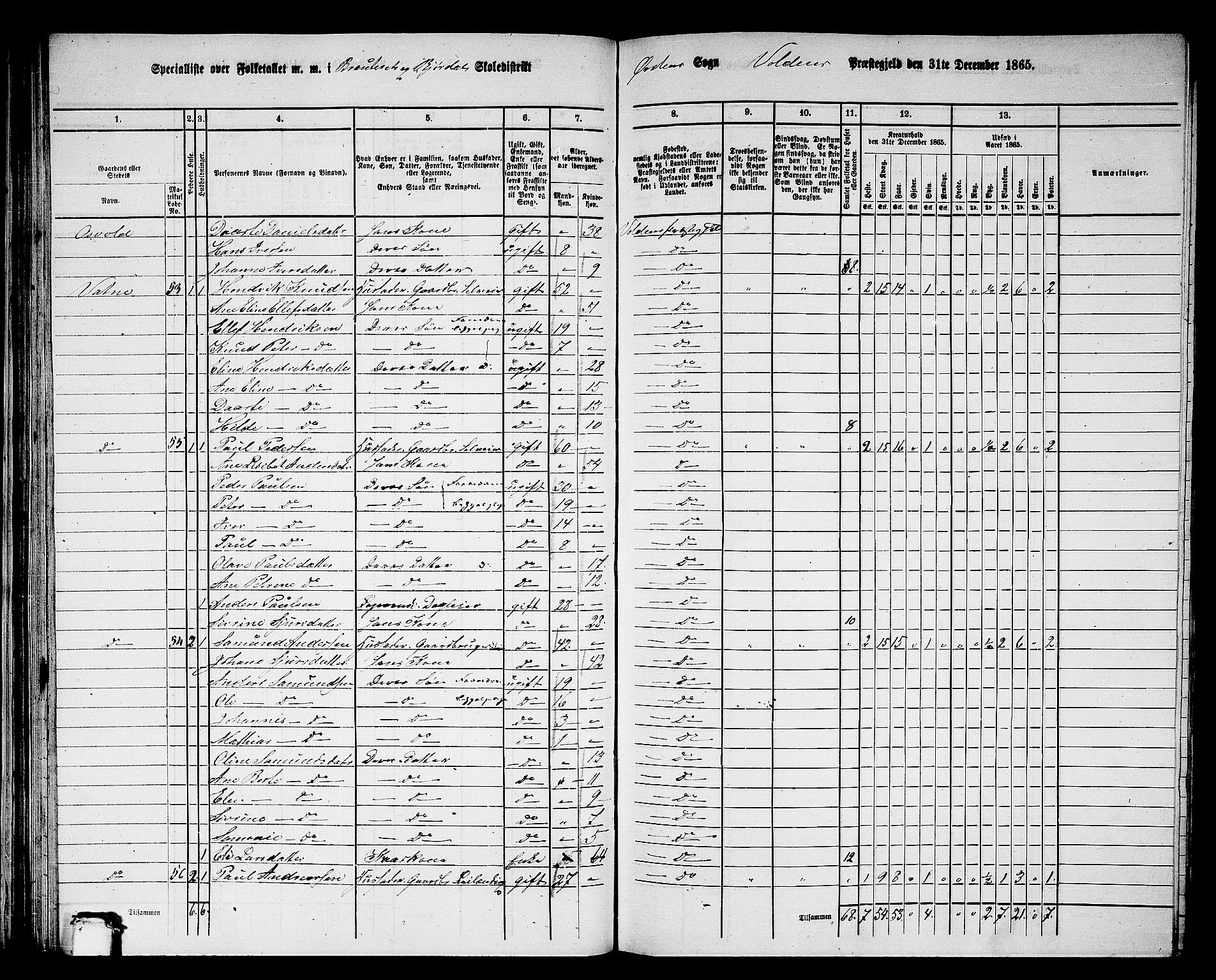 RA, 1865 census for Volda, 1865, p. 66