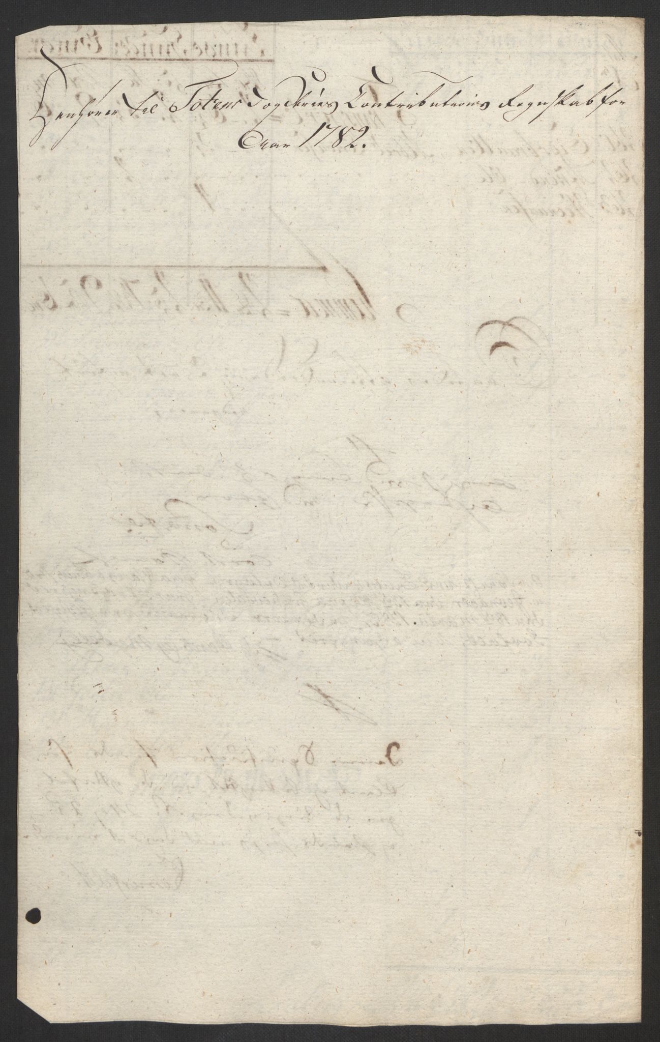 Rentekammeret inntil 1814, Reviderte regnskaper, Fogderegnskap, AV/RA-EA-4092/R19/L1369: Fogderegnskap Toten, Hadeland og Vardal, 1782, p. 112