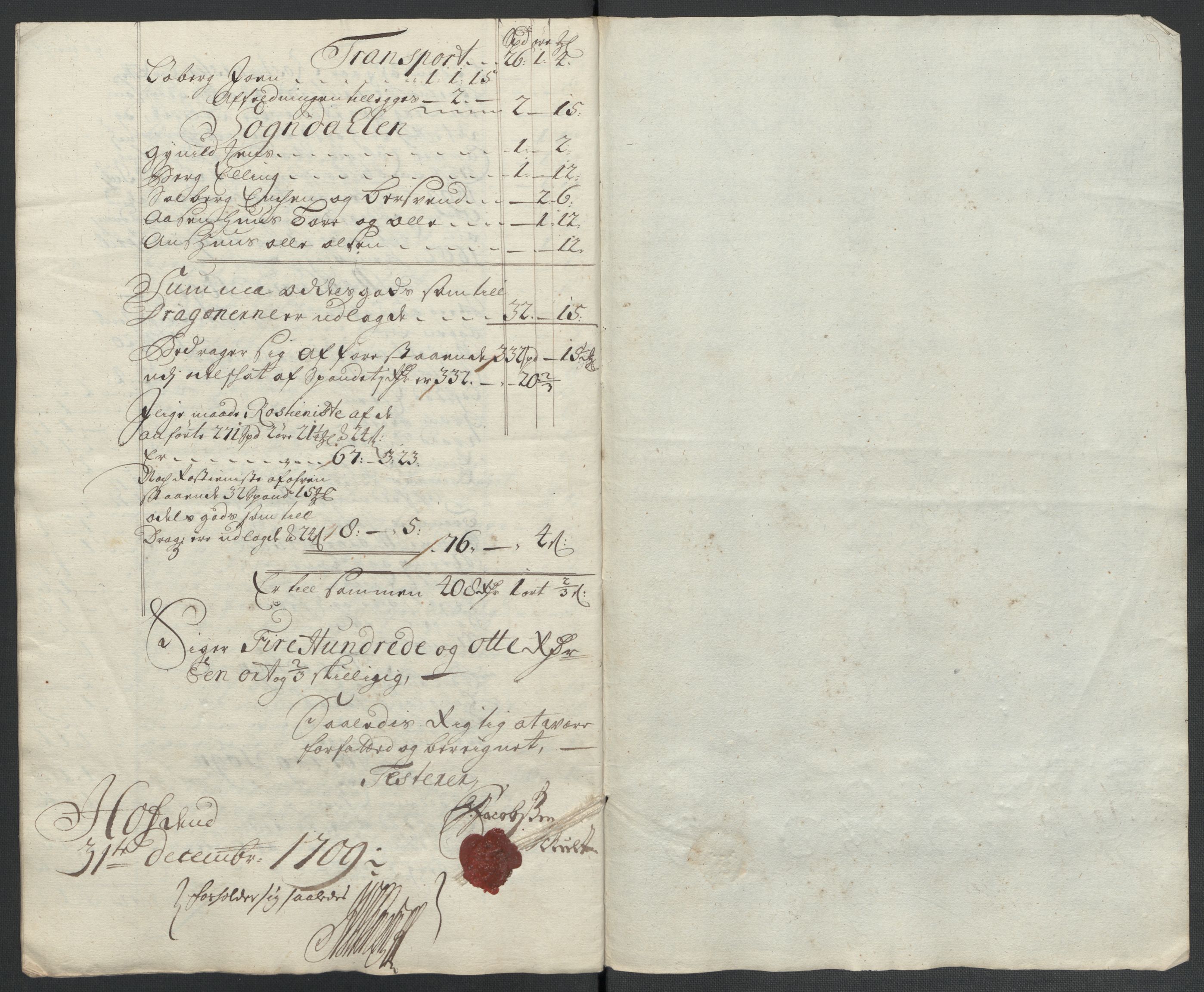 Rentekammeret inntil 1814, Reviderte regnskaper, Fogderegnskap, AV/RA-EA-4092/R60/L3959: Fogderegnskap Orkdal og Gauldal, 1709, p. 397