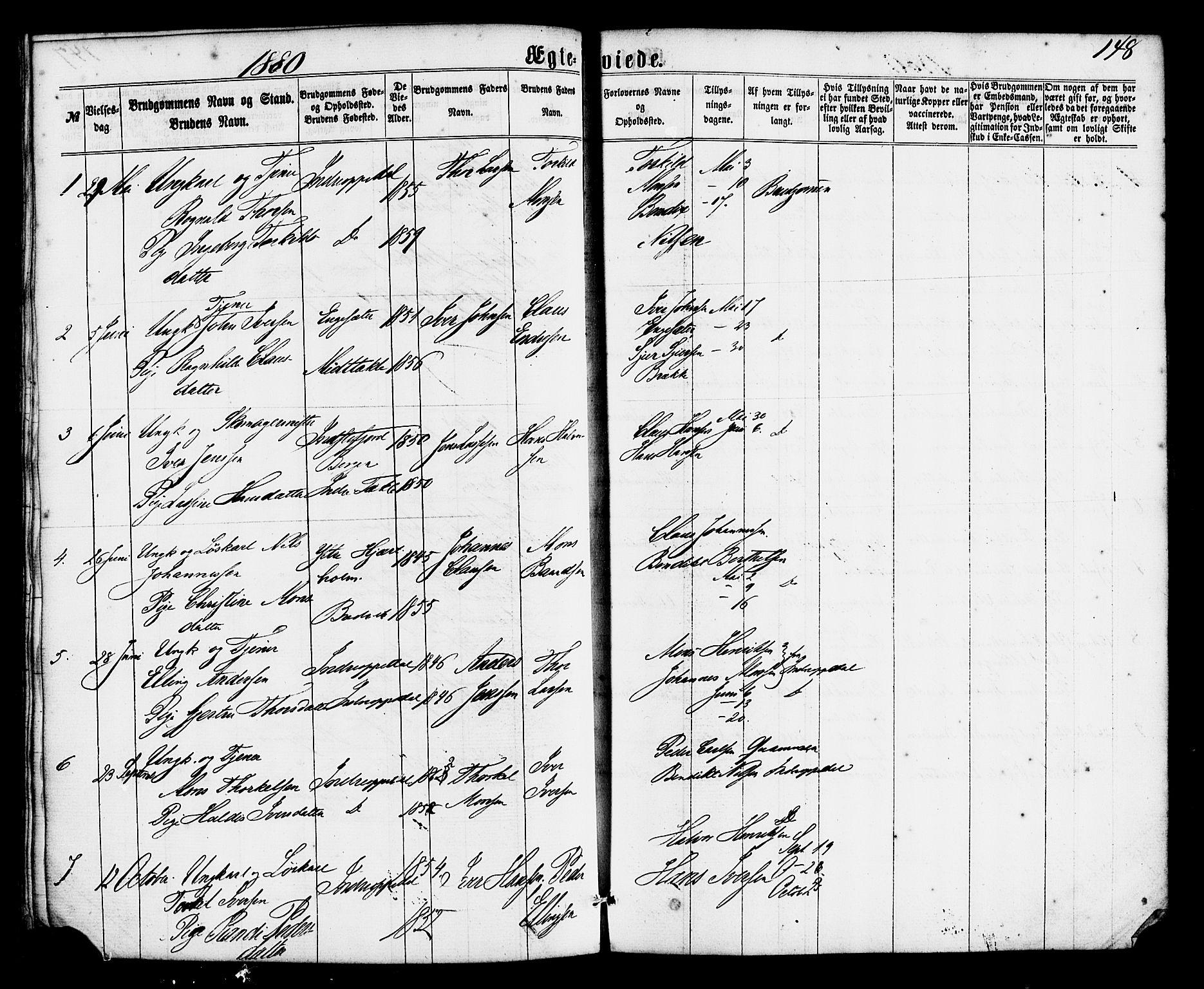Gulen sokneprestembete, SAB/A-80201/H/Haa/Haac/L0001: Parish register (official) no. C 1, 1859-1881, p. 148