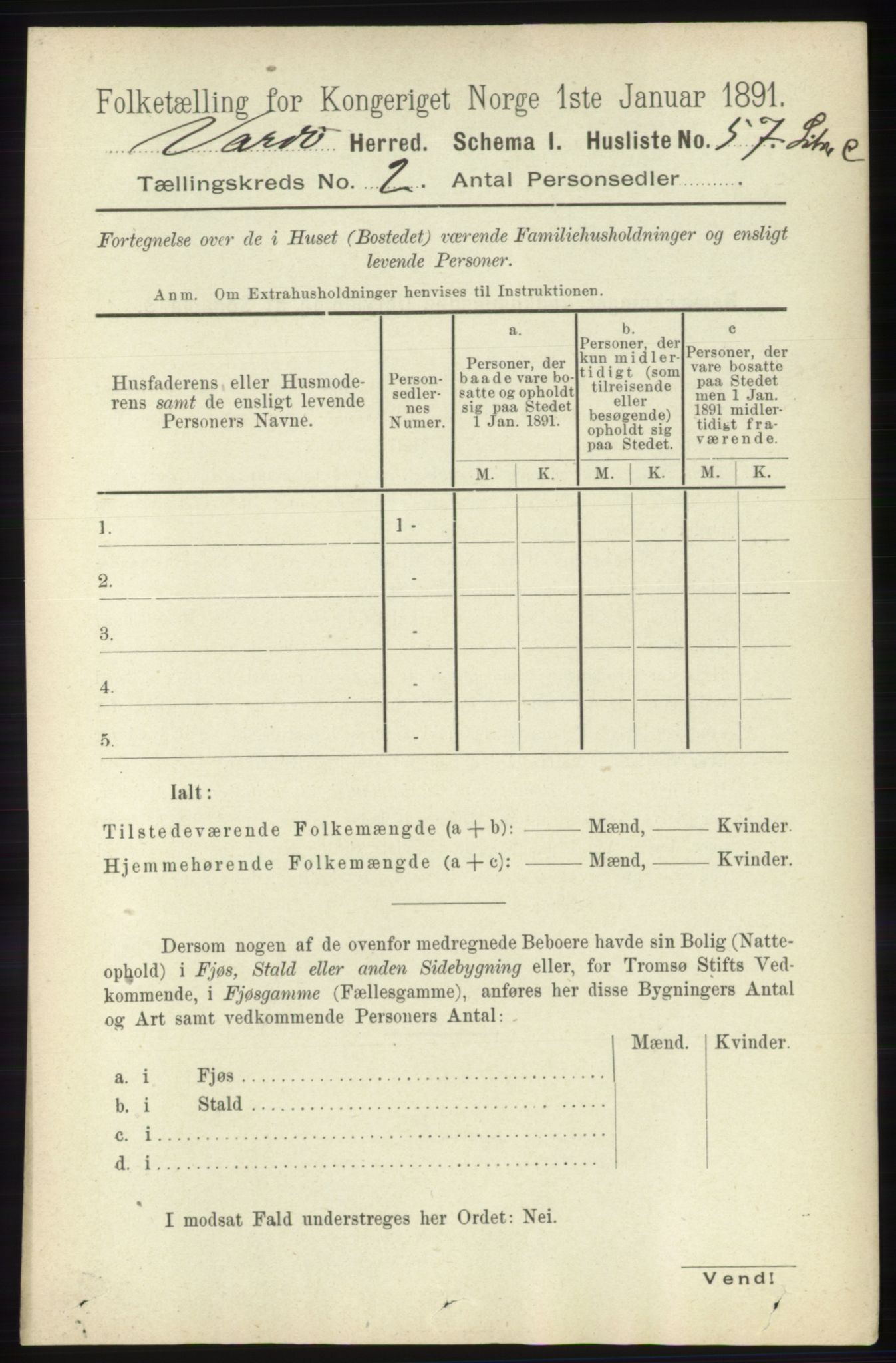 RA, 1891 census for 2028 Vardø, 1891, p. 277