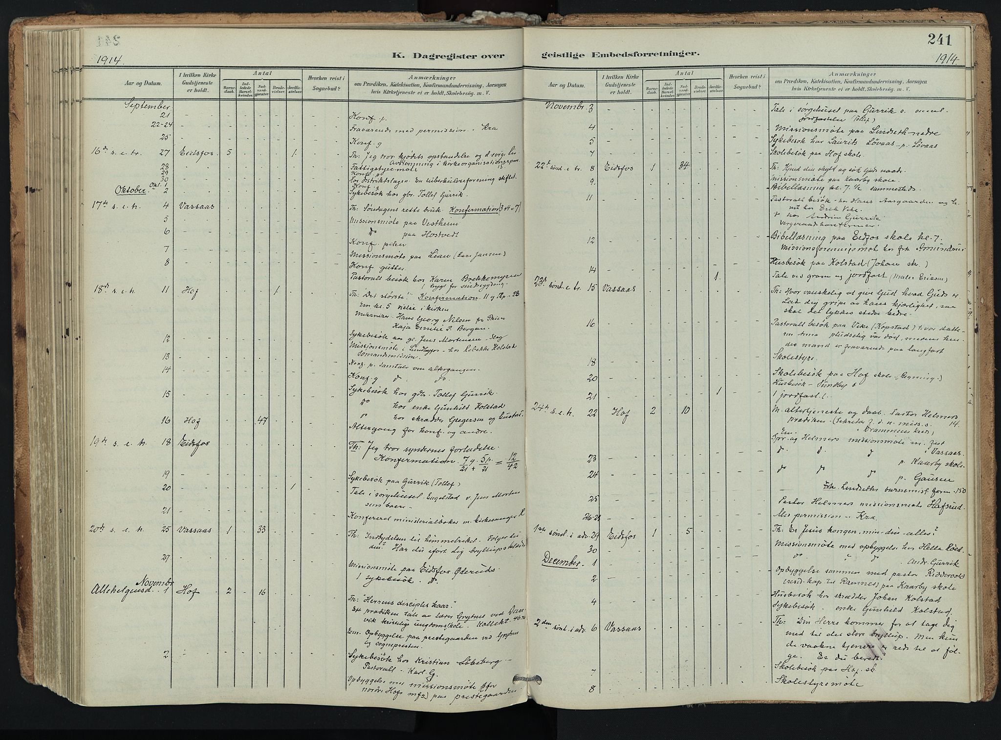 Hof kirkebøker, AV/SAKO-A-64/F/Fa/L0008: Parish register (official) no. I 8, 1902-1921, p. 241