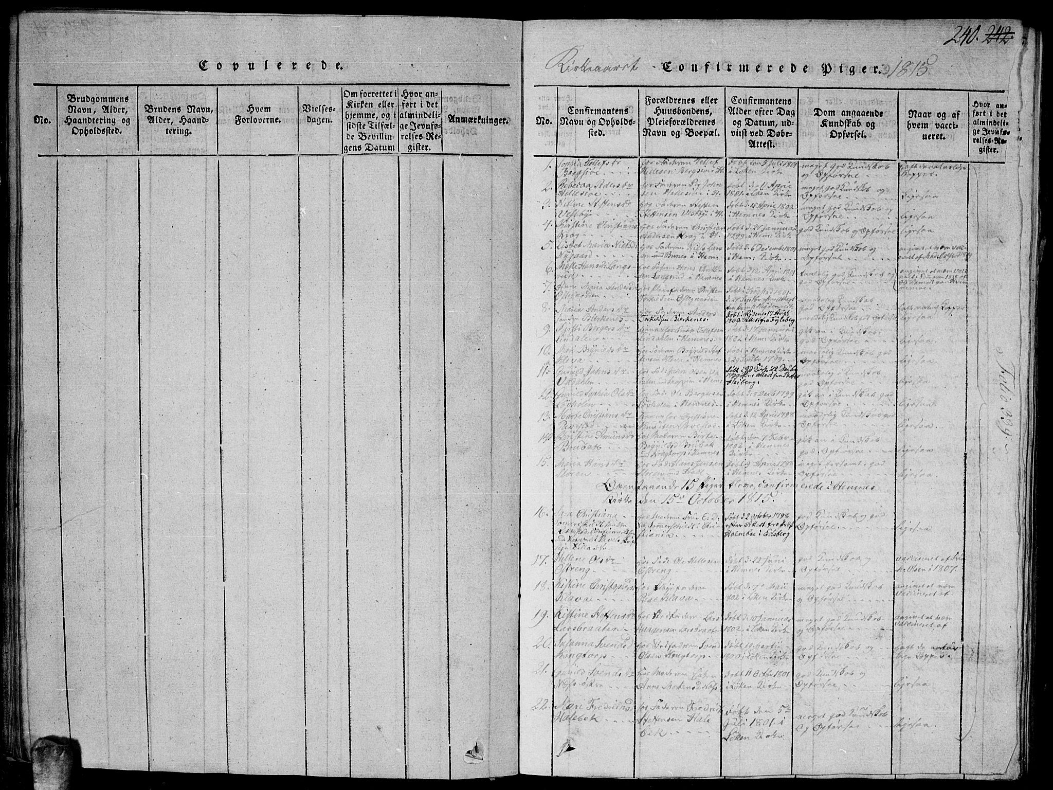 Høland prestekontor Kirkebøker, AV/SAO-A-10346a/G/Ga/L0001: Parish register (copy) no. I 1, 1814-1827, p. 240