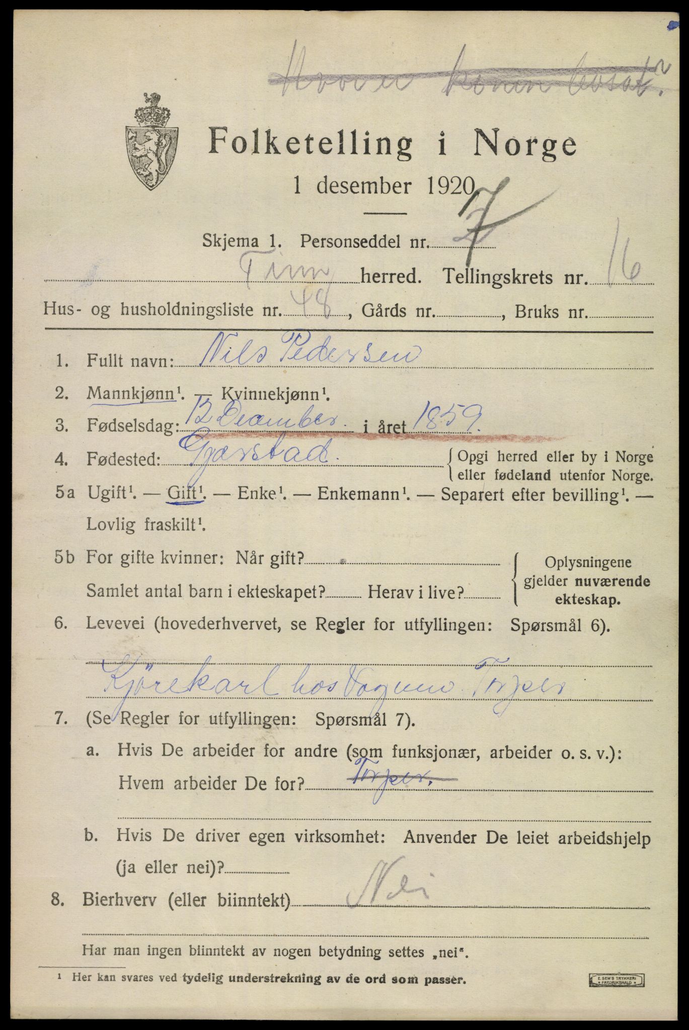 SAKO, 1920 census for Tinn, 1920, p. 17706