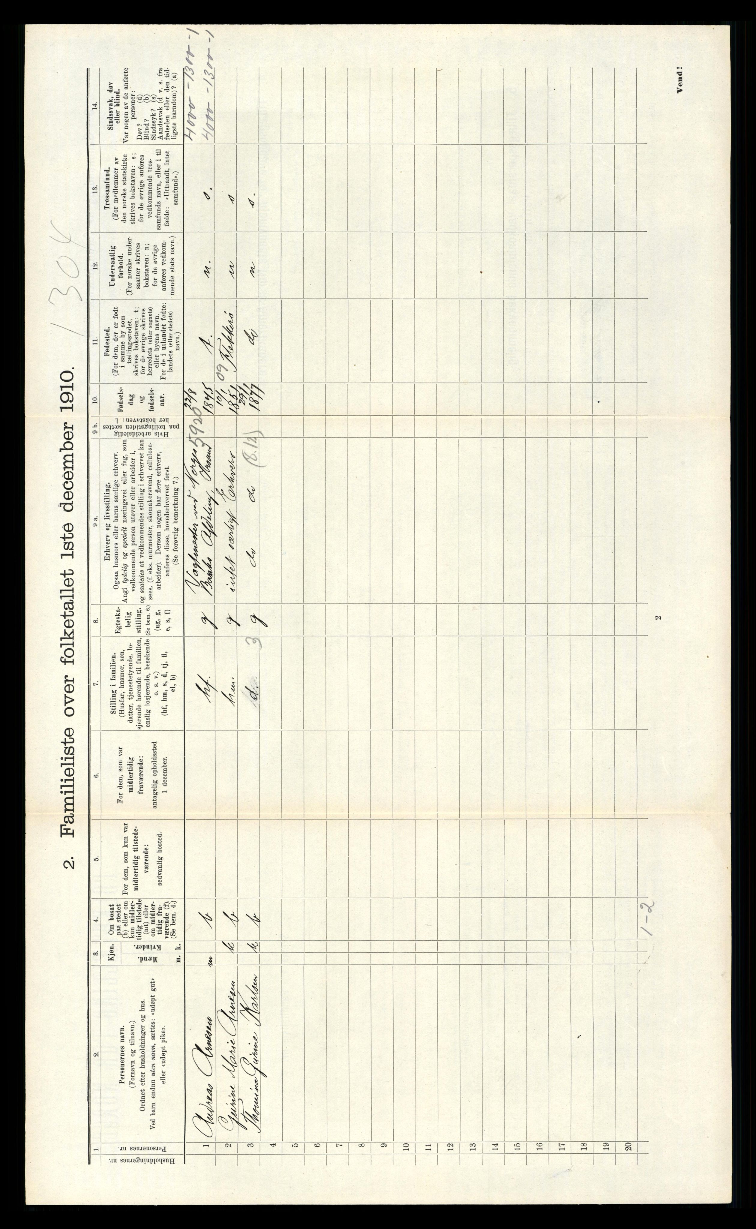 RA, 1910 census for Kristiansand, 1910, p. 1153