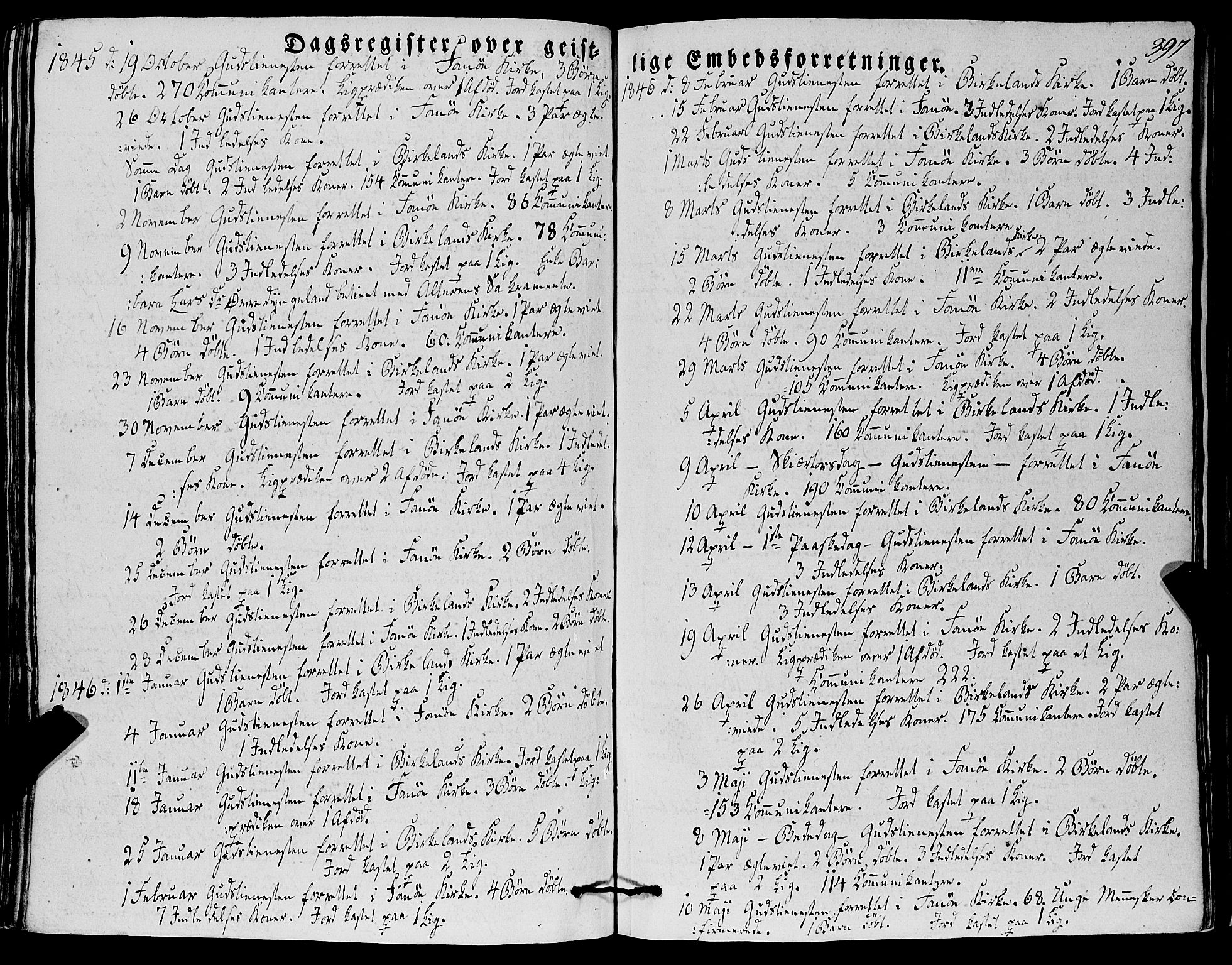 Fana Sokneprestembete, AV/SAB-A-75101/H/Haa/Haaa/L0008: Parish register (official) no. A 8, 1829-1851, p. 397