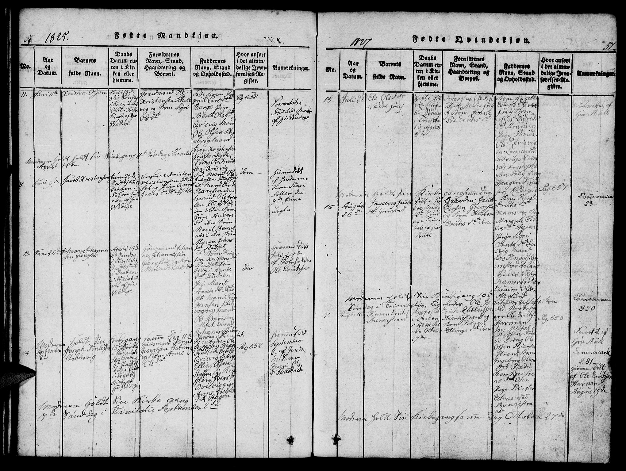 Ministerialprotokoller, klokkerbøker og fødselsregistre - Møre og Romsdal, AV/SAT-A-1454/573/L0873: Parish register (copy) no. 573C01, 1819-1834, p. 56-57