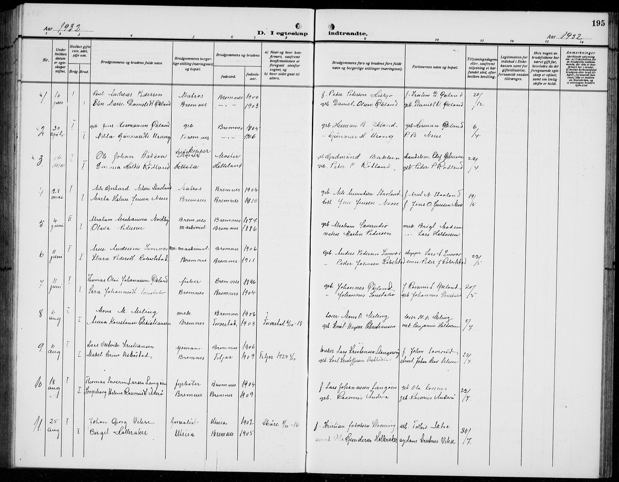 Finnås sokneprestembete, SAB/A-99925/H/Ha/Hab/Habb/L0006: Parish register (copy) no. B 6, 1920-1936, p. 195