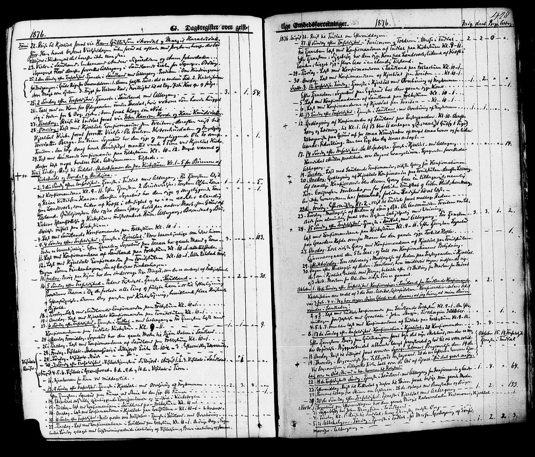 Hjartdal kirkebøker, SAKO/A-270/F/Fa/L0009: Parish register (official) no. I 9, 1860-1879, p. 428