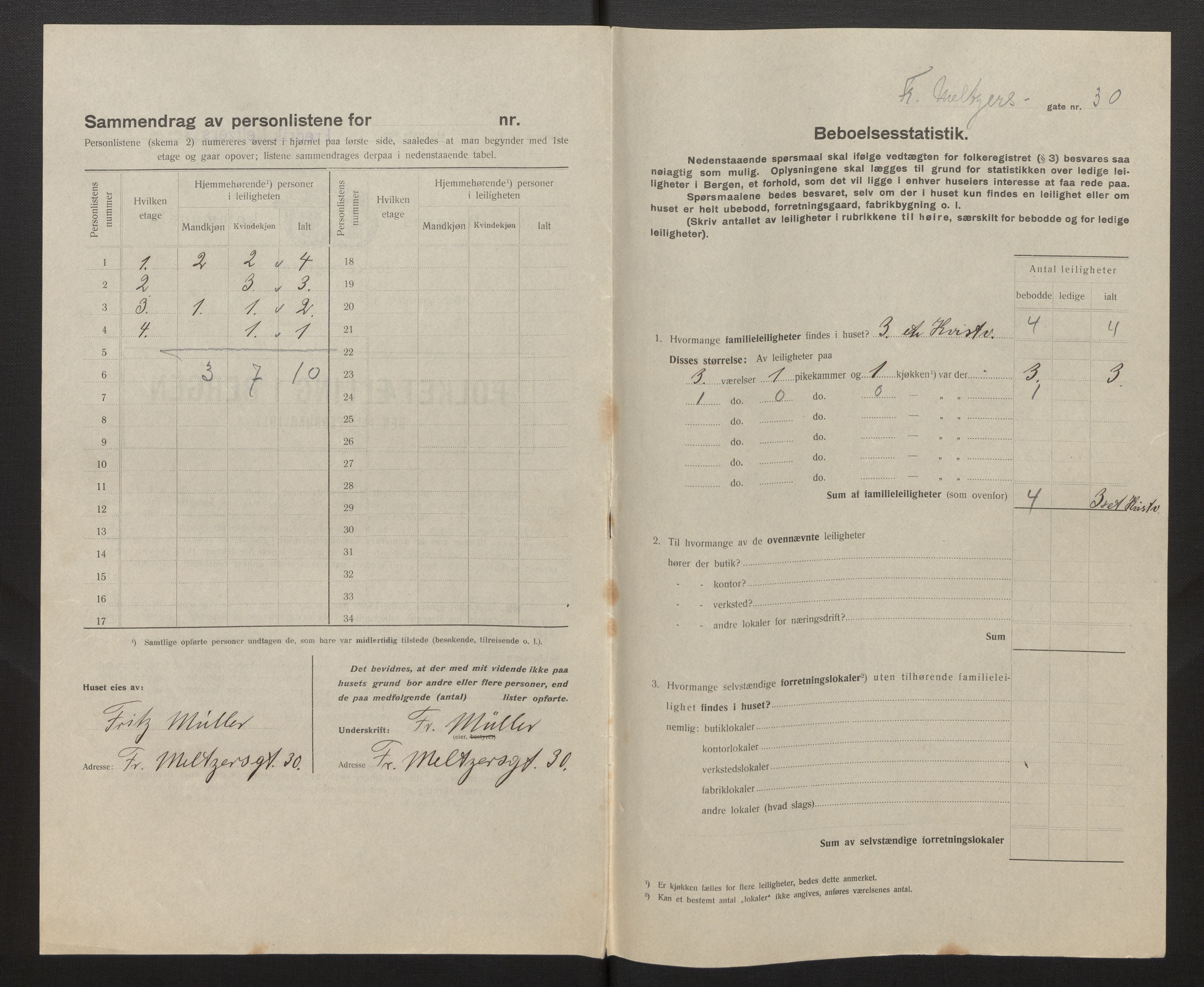 SAB, Municipal Census 1917 for Bergen, 1917, p. 9114